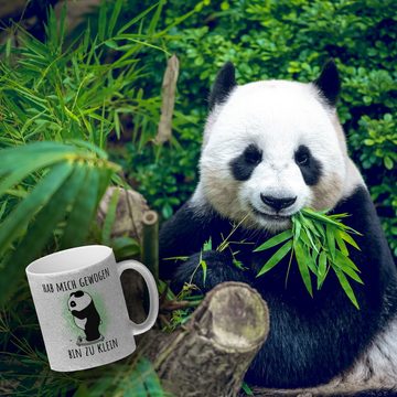 speecheese Tasse Hab mich gewogen bin zu klein Glitzer-Kaffeebecher mit süßem Panda