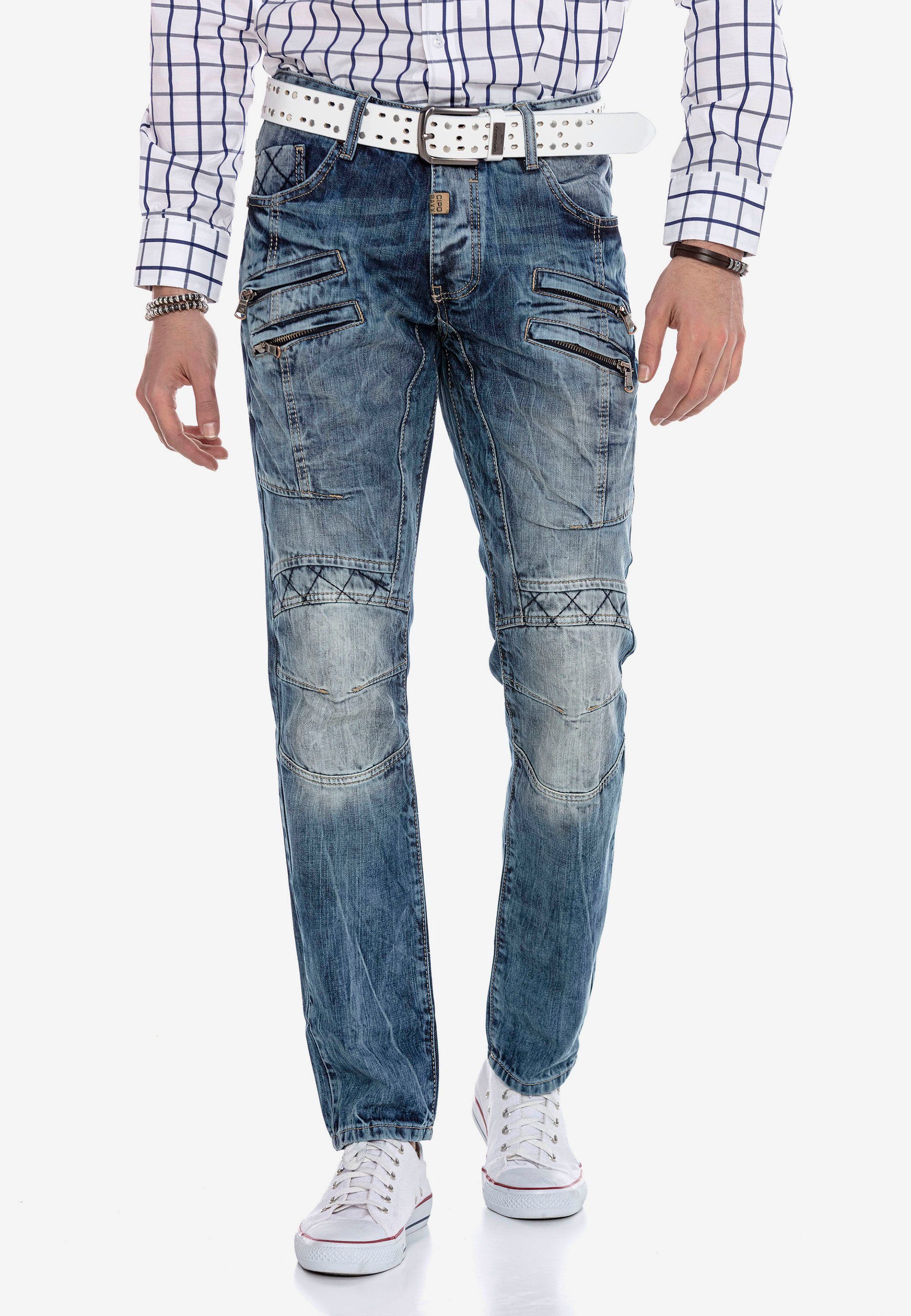 Cipo & Baxx Bequeme mit Jeans markanten Ziernähten