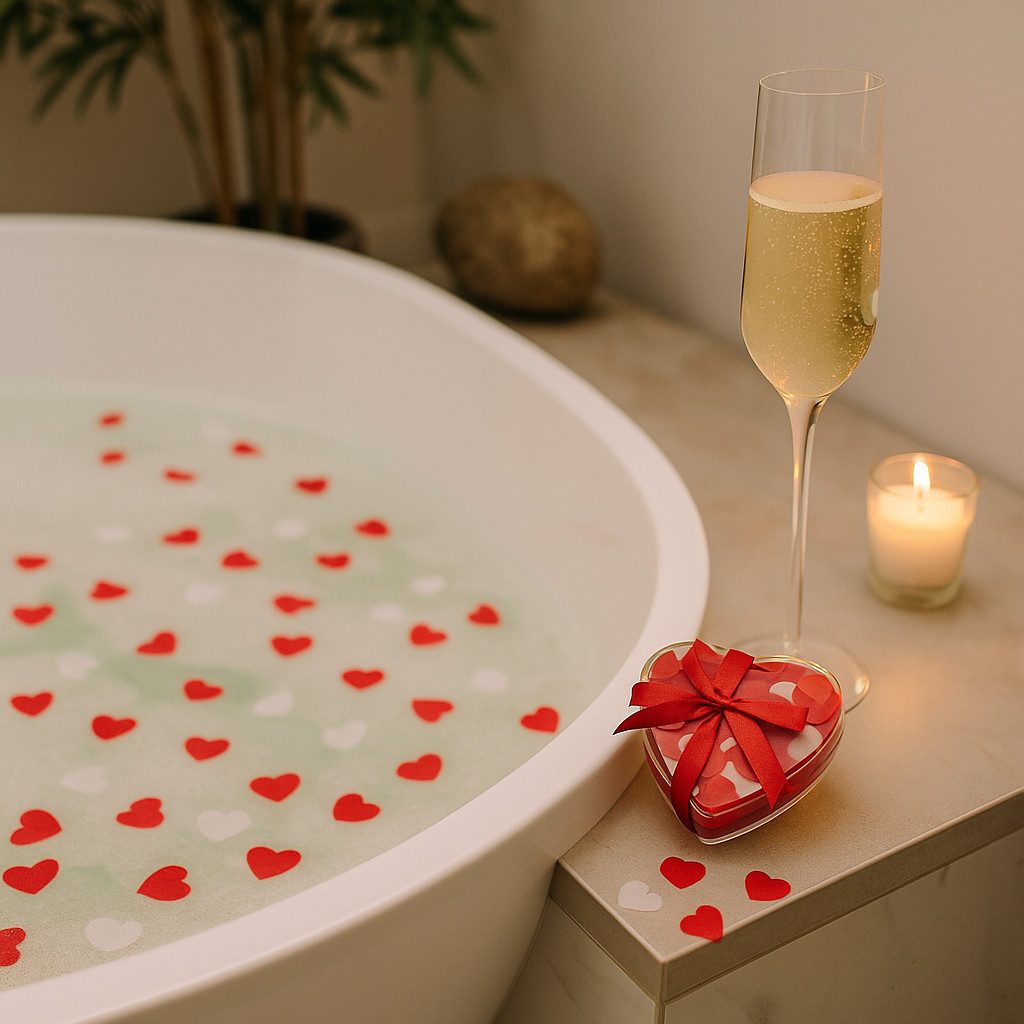 What the Shop Bath Additive Bath Confetti Hearts 20g in Heart-Shaped Box with Ribbon Valentine's Day Gift, Romantic Moments of Well-being in Heart Shape