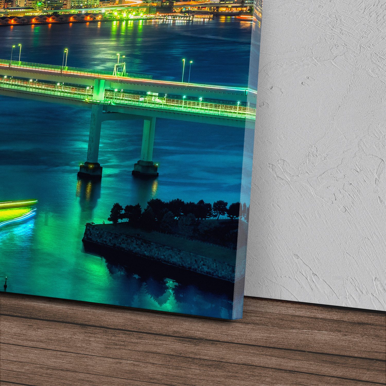 Sinus Art Leinwandbild Kunstdruck Bilder 120x60cm Tokio Skyline Japan Nacht günstig online kaufen