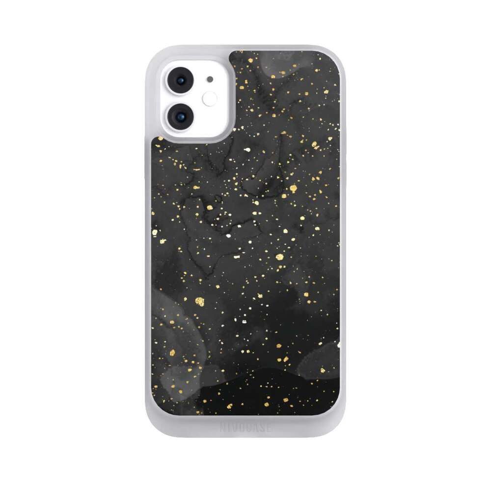 NIVOCASE Handyhülle Marmor Glitzer Look Gold & Kupfer Marble Black Gold Look Print, Apple iPhone 11 Handyhülle Hülle NIVOpure Case Frozen