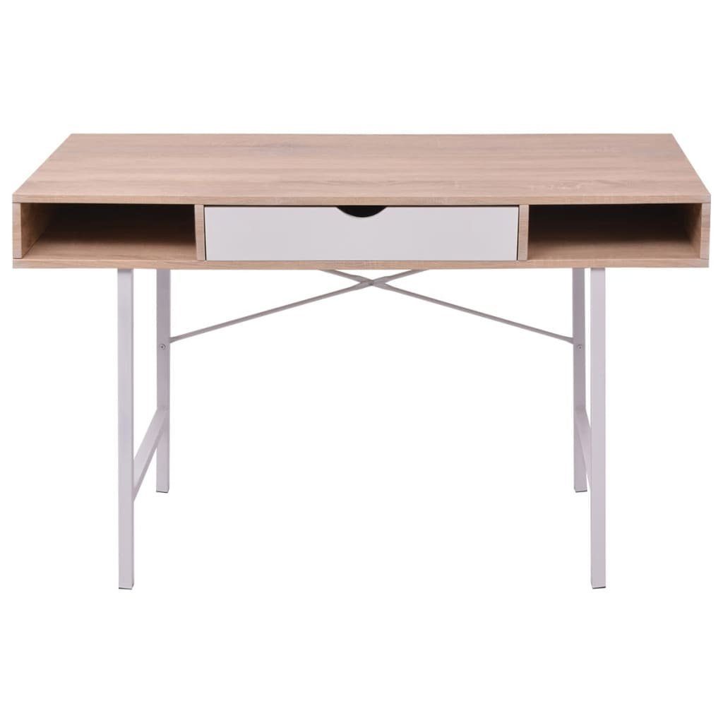 furnicato Schreibtisch mit 1 Schublade und Weiß Eiche