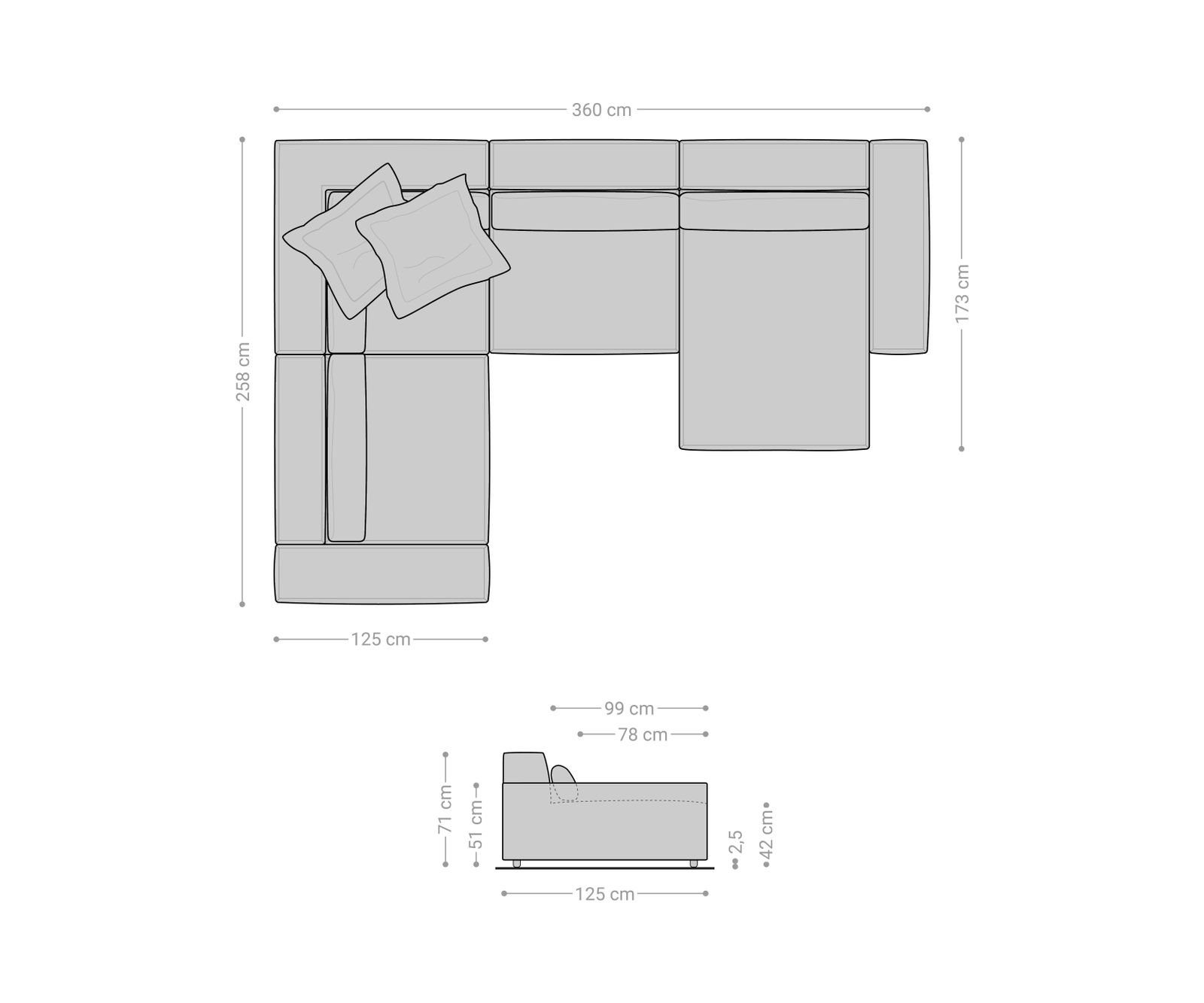 360x260 Taupe Recamiere DELIFE Big-Sofa Sirpio, cm XL Mikrofaser variabel