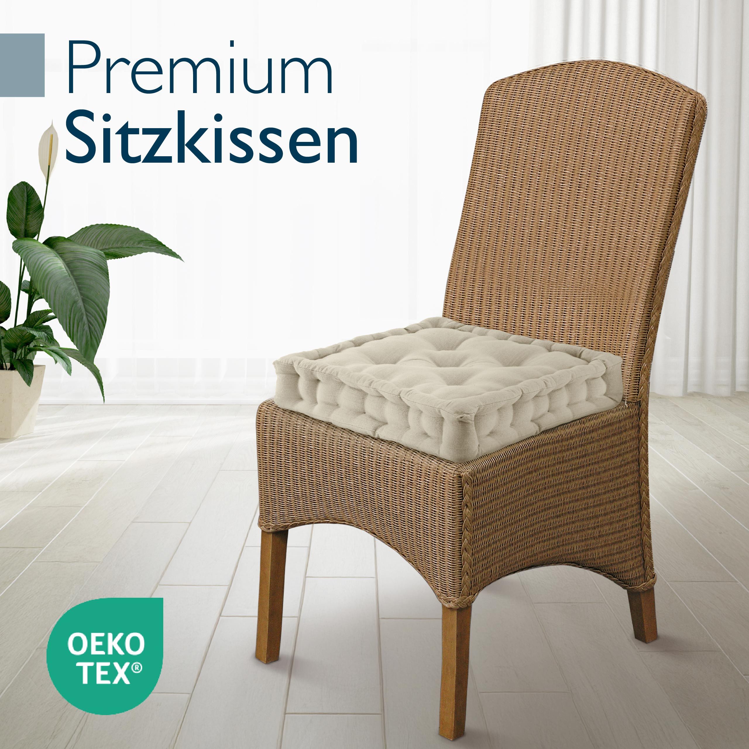 Beautissu Stuhlkissen 4er Set Bodenkissen Sitzkissen Mila, 40x40cm, Leinen, günstig online kaufen