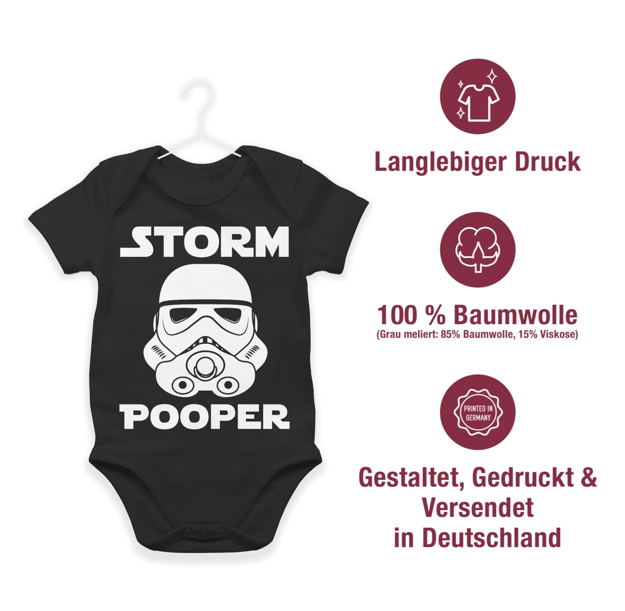 Pooper 1 Baby Schwarz Sprüche Shirtracer - Stormpooper Storm Shirtbody