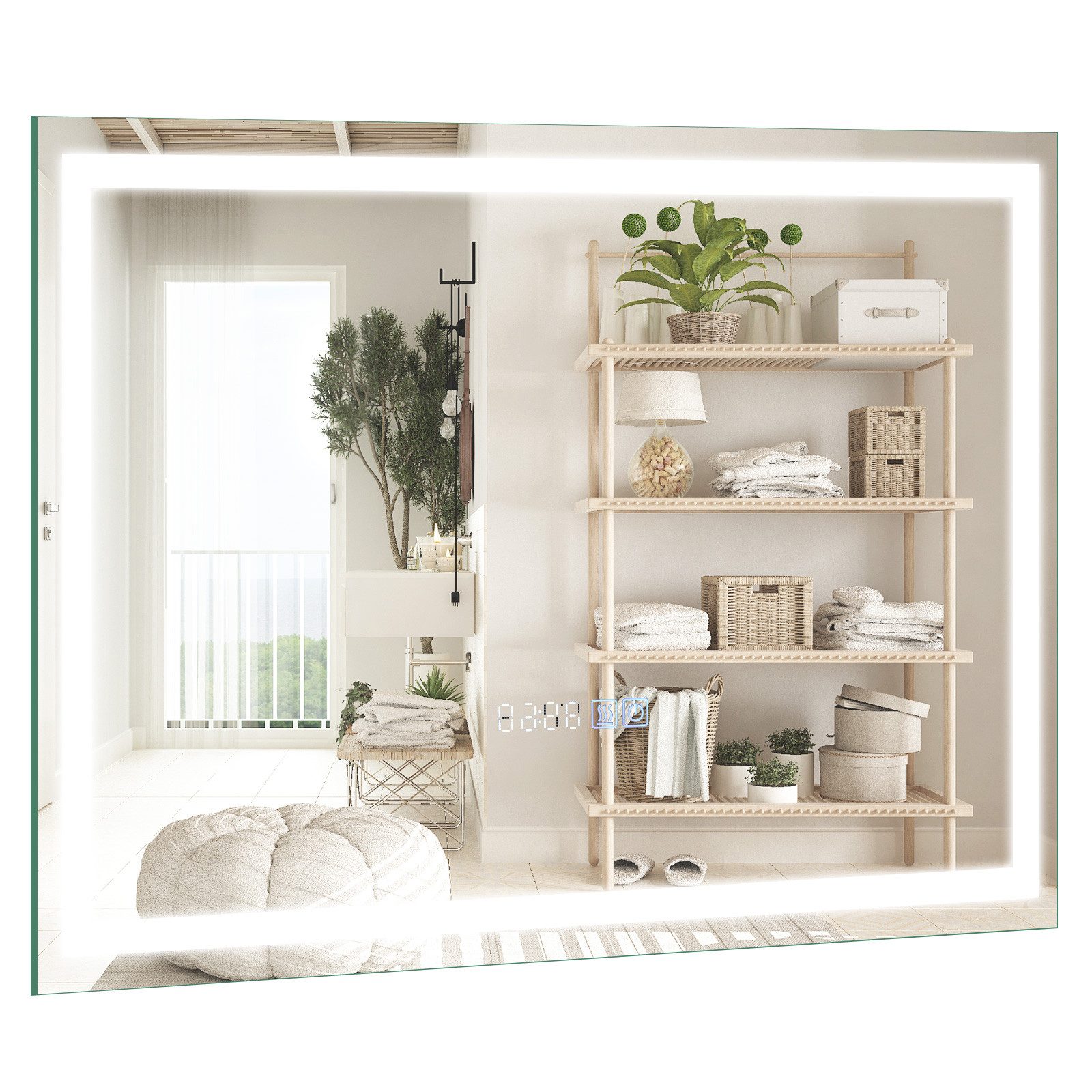 COSTWAY Badspiegel mit LED dimmbar, Touch & Anti-Beschlag & Memory-Funktion