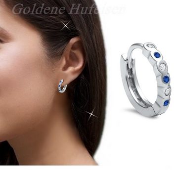 Goldene Hufeisen Klappcreolen 12mm Klappcreolen aus 925 Sterling Silber Ohrringe mit Zirkonia Stein (1 Paar, inkl. Etui), Rhodiniert