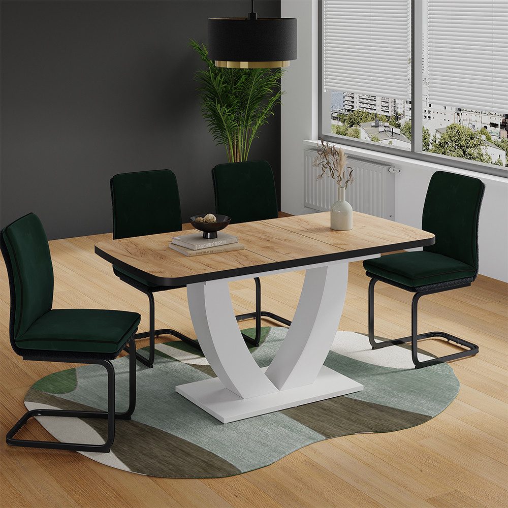 Vicco Esstisch Fenaro, Goldkraft Eiche/Weiß, 120-160 x 80 cm ausziehbar (1-St)