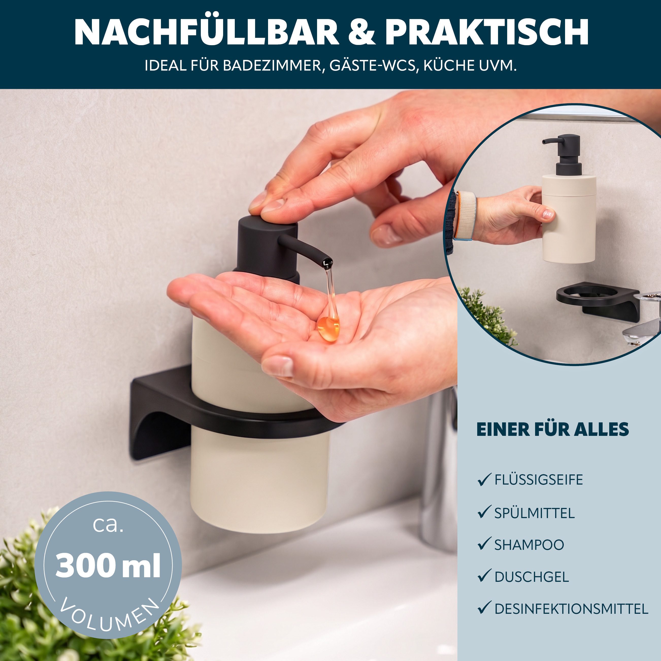 bremermann Badaccessoire-Set Bad-Serie SAVONA Softtouch inkl. Wandhalter, rund, 2 tlg. – Bild 3 von 5