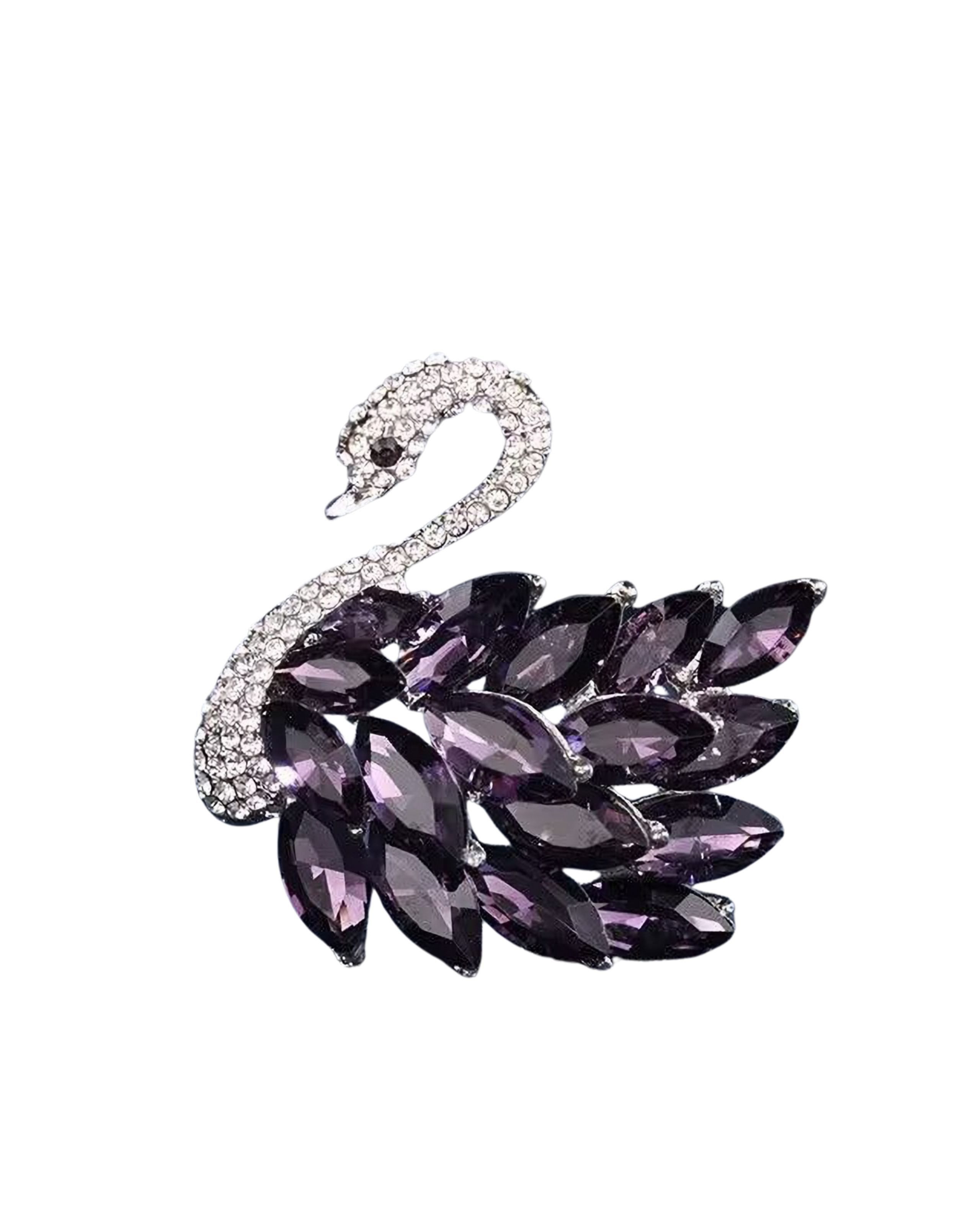 MayTree Brosche "Schwan",lila (Stück, 1-tlg), Metallbrosche mit Glassteinen und Strass in Form eines Schmetterlings