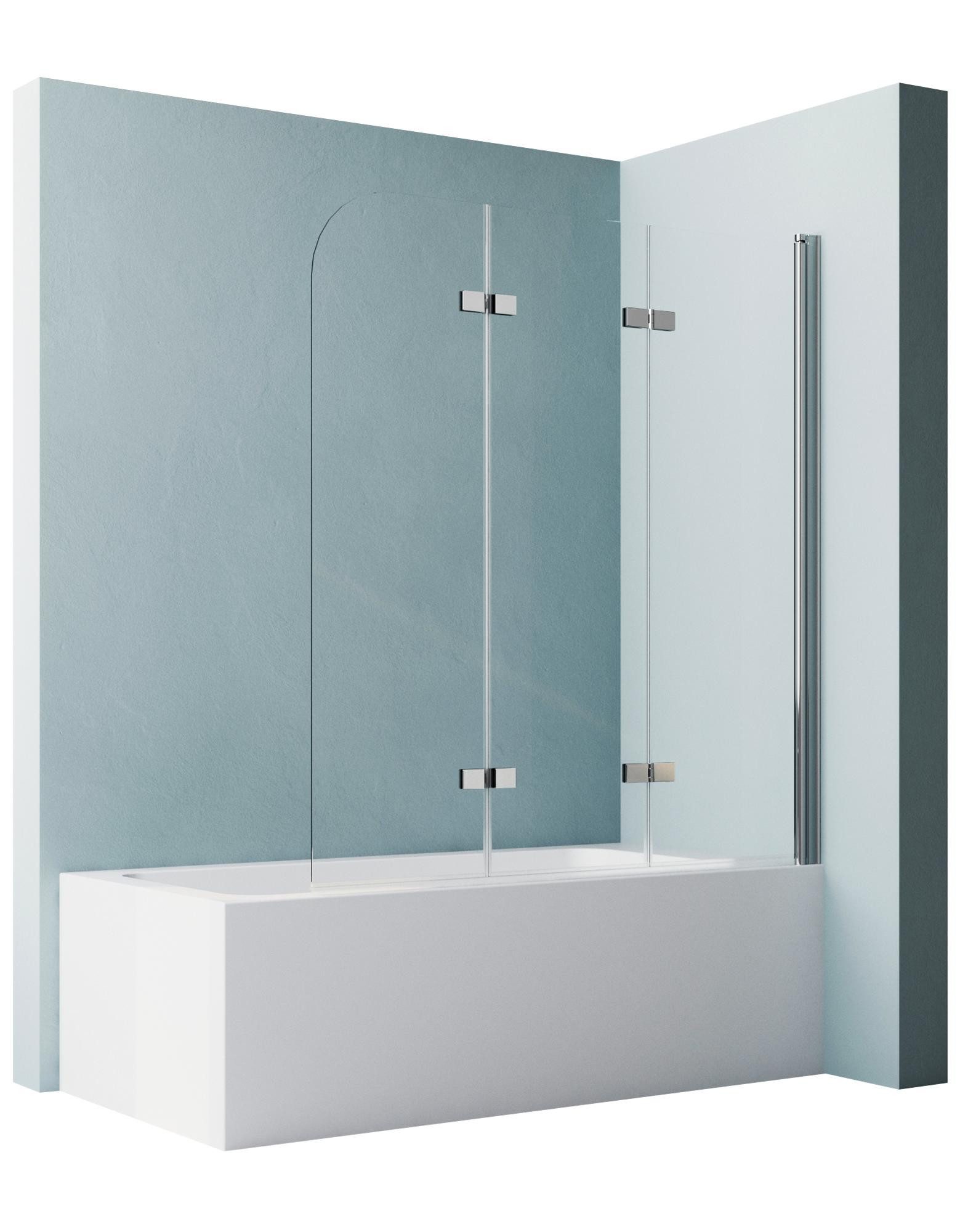 Badewannenaufsatz 120x140cm Badewannenfaltwand Duschwand Badewanne 3 teilig faltbar