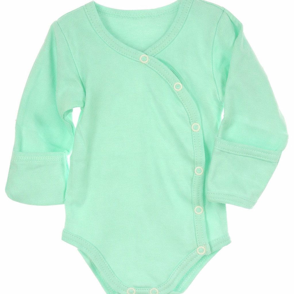 Wickelbody Baby Body langarm mit Kratzschutz neutral