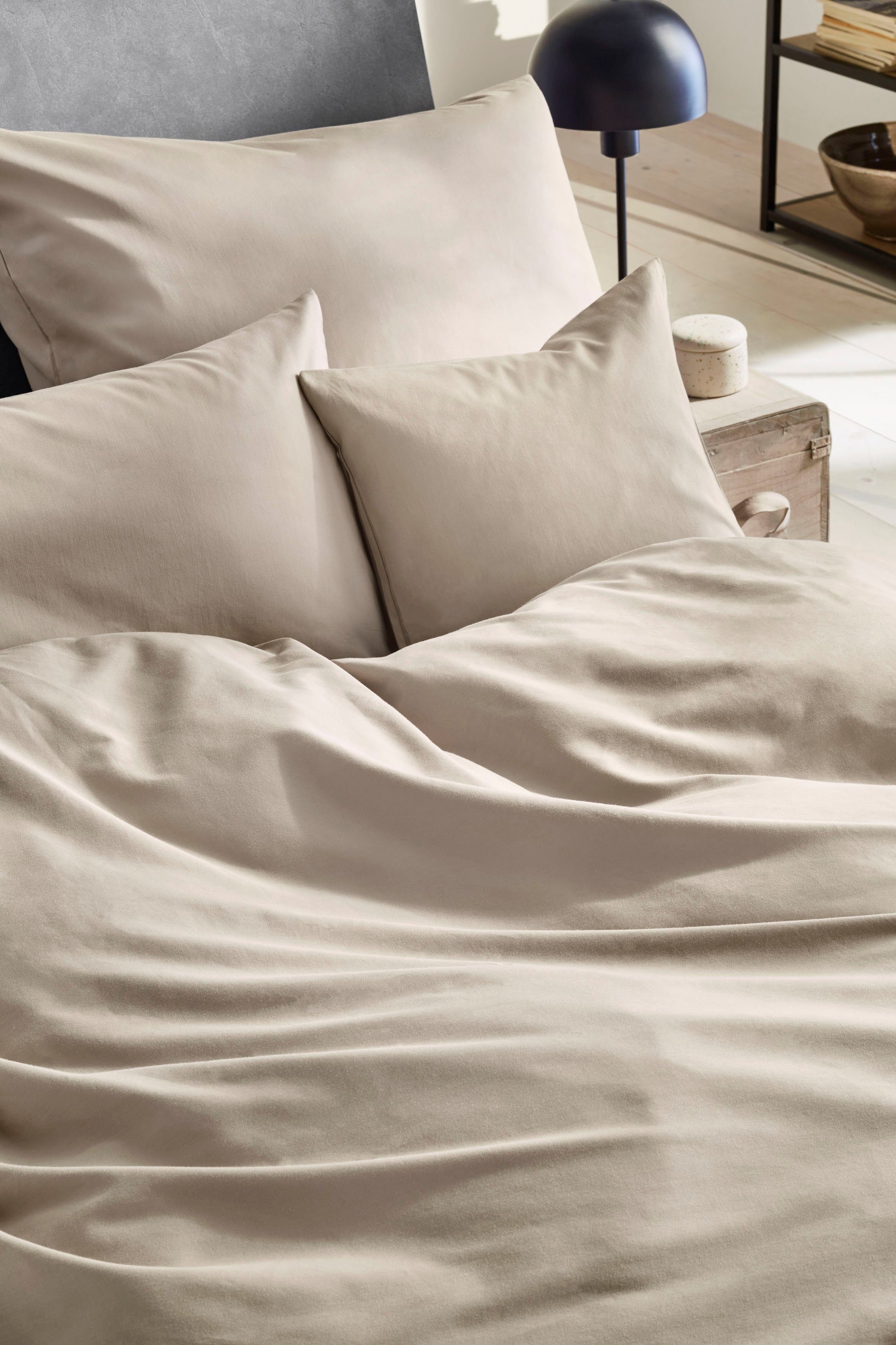 Primera Bettwäsche Uni Luxus-Satin in Gr. 135x200, 155x220 oder 200x200 cm, Satin, 3 teilig, Bettwäsche aus Baumwolle, unifarbene Bettwäsche mit Reißverschluss – Bild 5 von 5