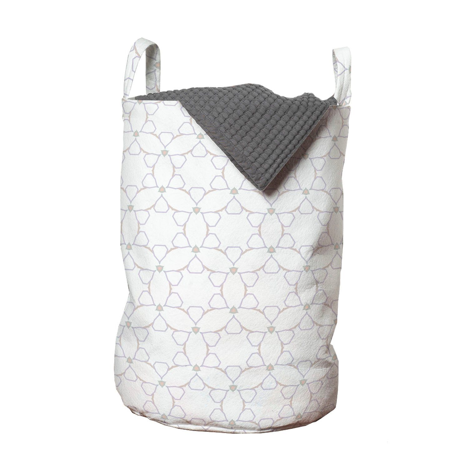 Abakuhaus Wäschesäckchen Wäschekorb mit Griffen Kordelzugverschluss für Waschsalons, geometrisch asymmetrische Ornament