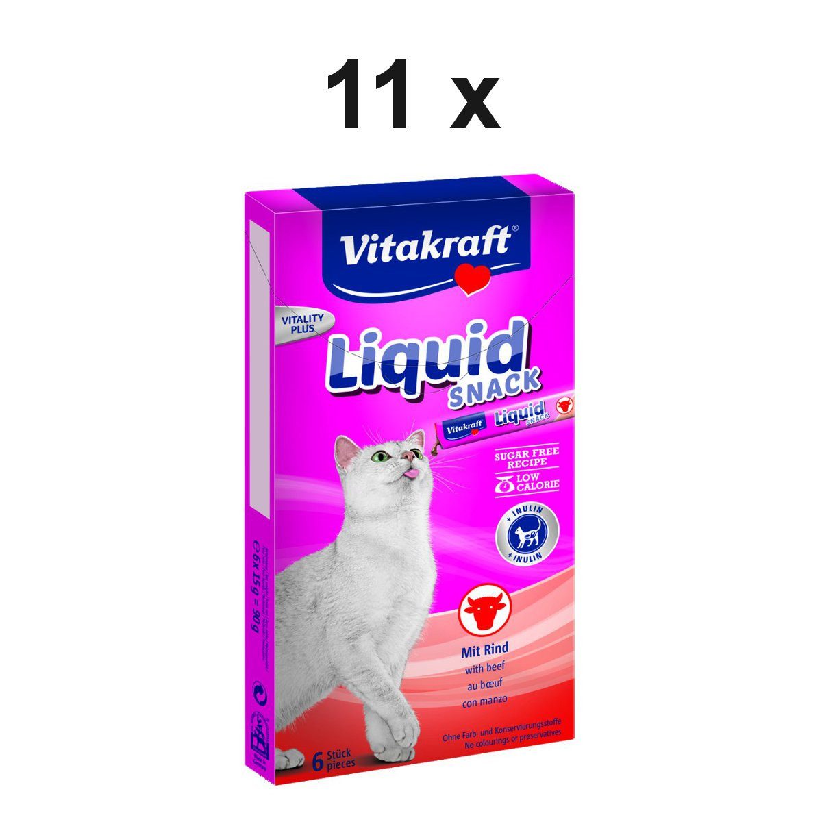Vitakraft Katzensnack Cat Liquid Snack Rind, 11 x 90g