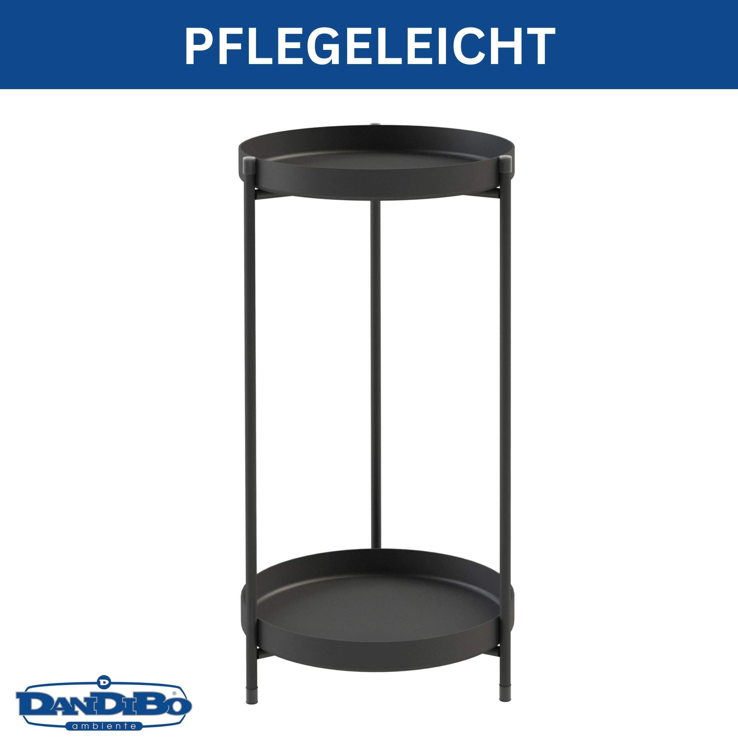 DanDiBo Blumenhocker Metall Schwarz Rund 2 Etagen 52 cm 96583 Beistelltisch Blumenhocker, Pflanzenständer Design Blumenhocker Modern Pflanzenhocker – Bild 5 von 5