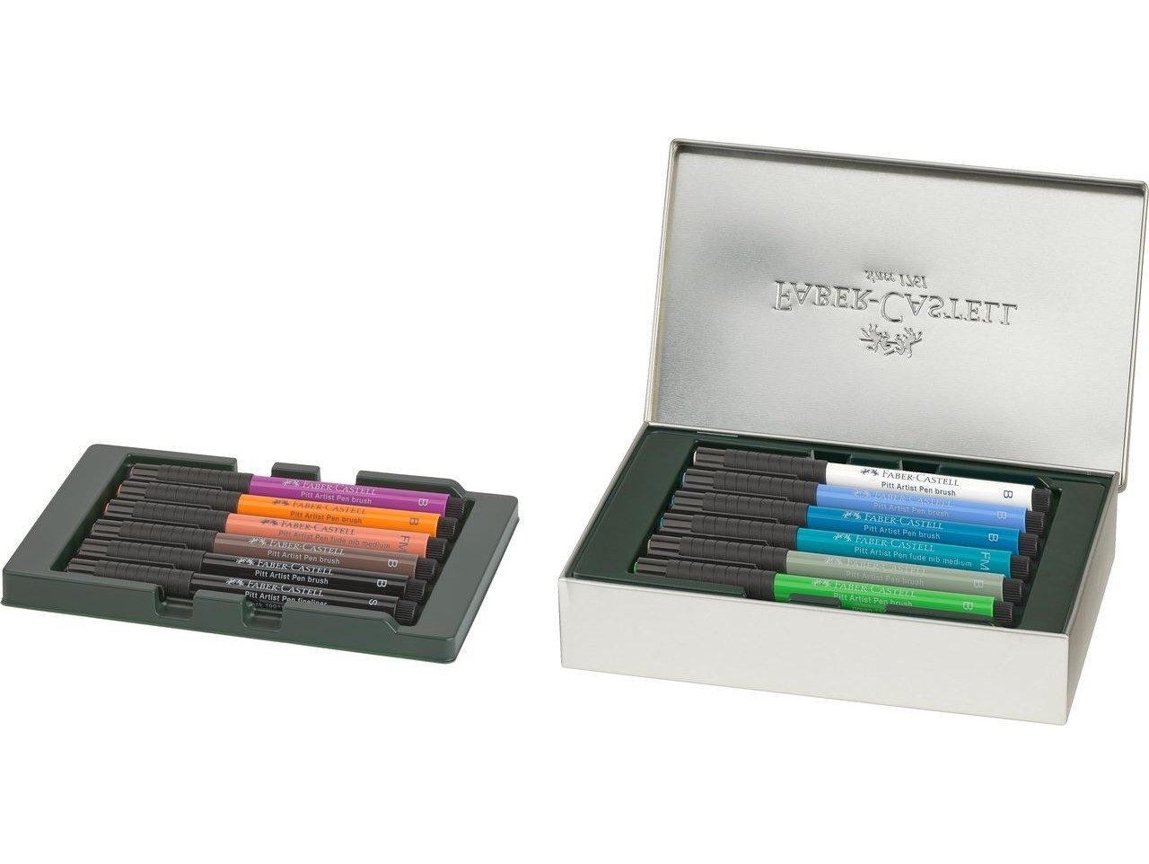 Faber-Castell Künstlerstift Pitt Artist Pen Tuschestift Set 12 teilig New York, Wasserfeste pigmentierte Zeichentusche