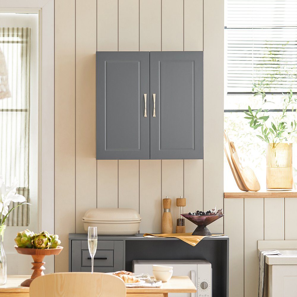SoBuy Hängeschrank FRG231, Hängeschrank Badezimmerschrank Badschrank Wandschrank Küchenschrank, 30 x 60 x 60 cm, mit 2 Türen, Bad, Küche – Bild 4 von 5