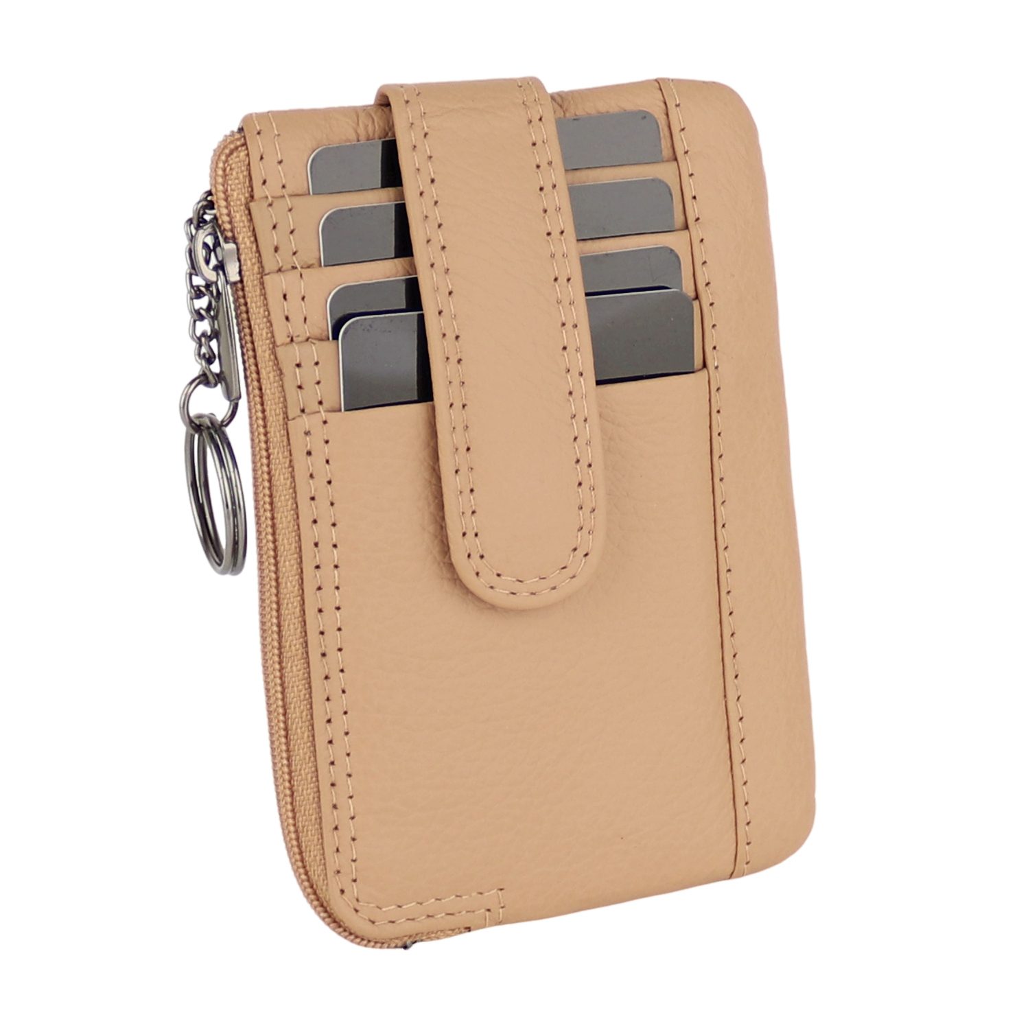 MIRROSI Schlüsseltasche UNISEX Echtleder mit 1xMünzfach,4 Kartenfach (1 Hauptfach mit einem stabilen Schlüsselring, 12x8,5x1cm)