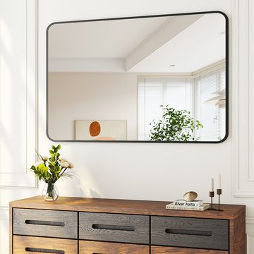 Hopibath Wandspiegel groß 100x60 60x100 Spiegel Bad mit Alurahmen (Badspiegel Flurspiegel, Rechteckig), 5mm HD Glas, 2 Installationsmethoden