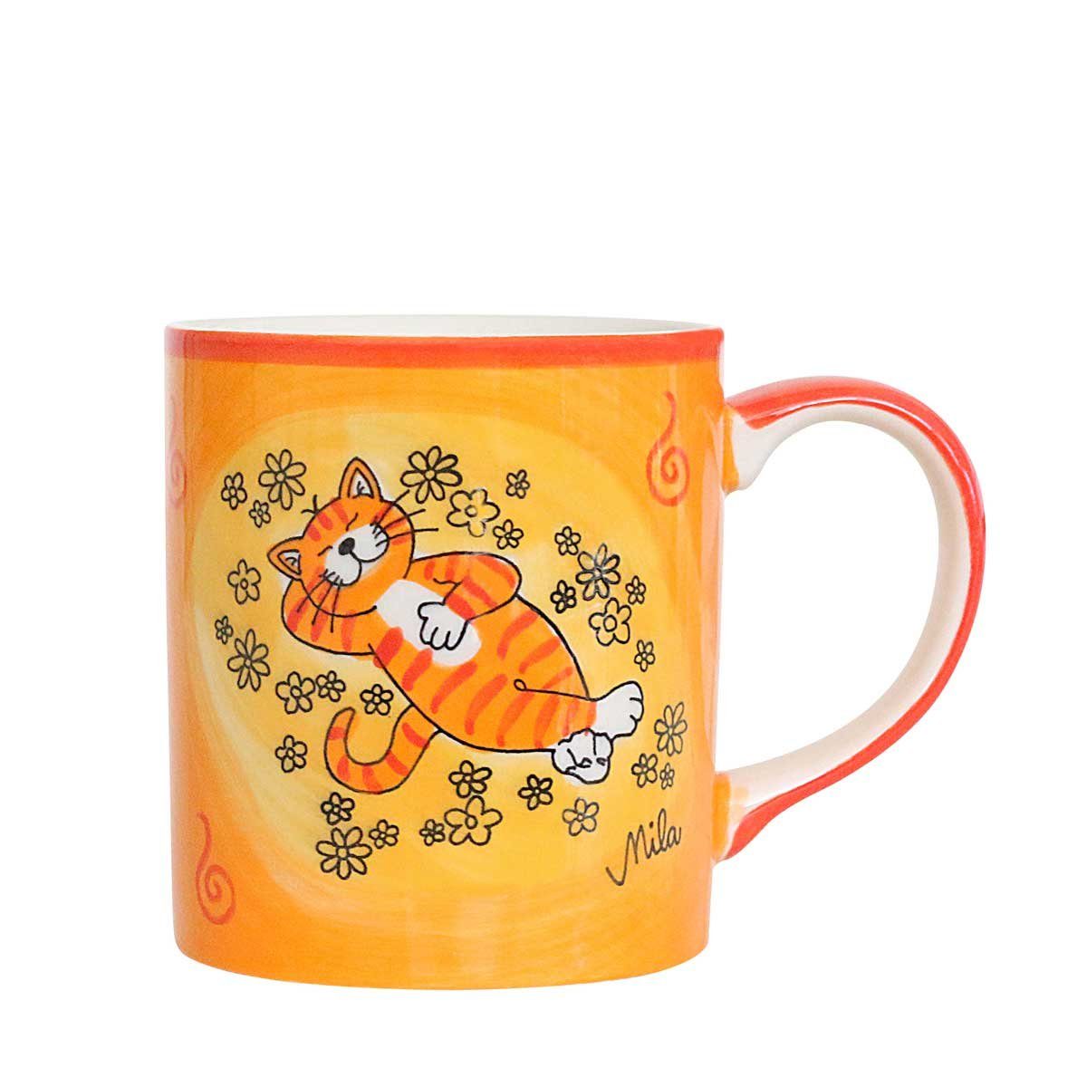 Mila Кружки Mila Keramik-Becher Oommh Katze Verschnaufpause, Keramik