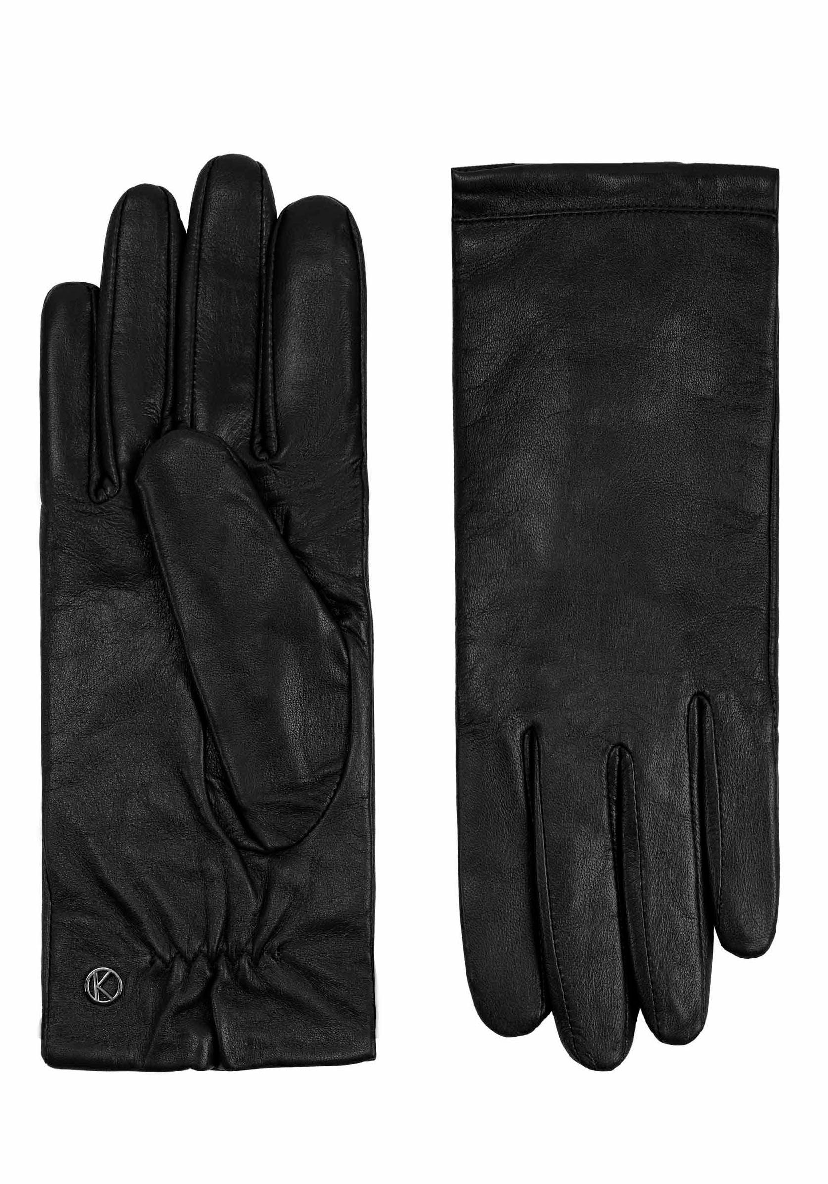 KESSLER Lederhandschuhe Chelsea Zierbiesen black Passform, schlanke Touchfunktion