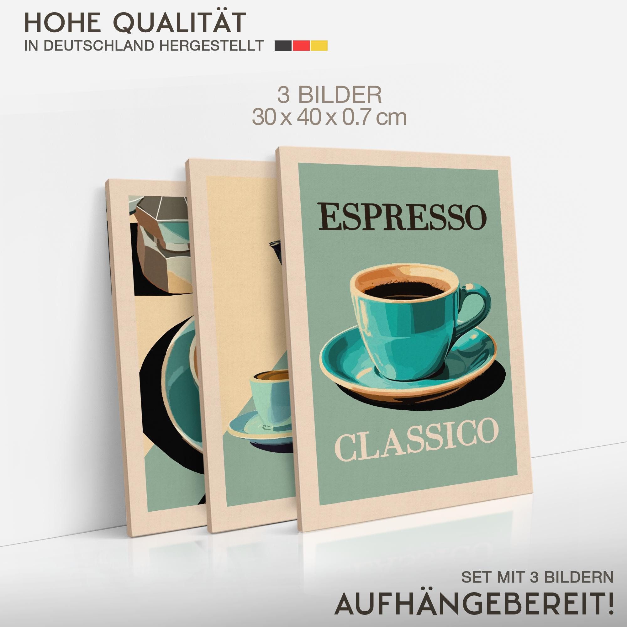 Novart Wandbild Küchenbilder Kaffee Retro Bilder Küche Esszimmer Cafe Bar Deko, made in Germany, moderne Wandbilder, Küche