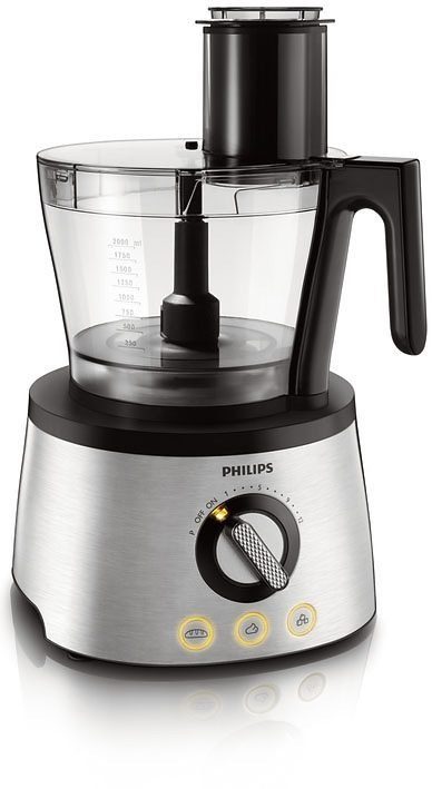 Philips Kompakt-Küchenmaschine HR7778/00, 1300 W, 2 l Schüssel, inkl. Knethaken, Entsafter, Standmixer und Zitruspresse
