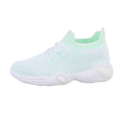 Ital-Design Kinder Low-Top Freizeit Sneaker Flach Freizeitschuhe in Weiß