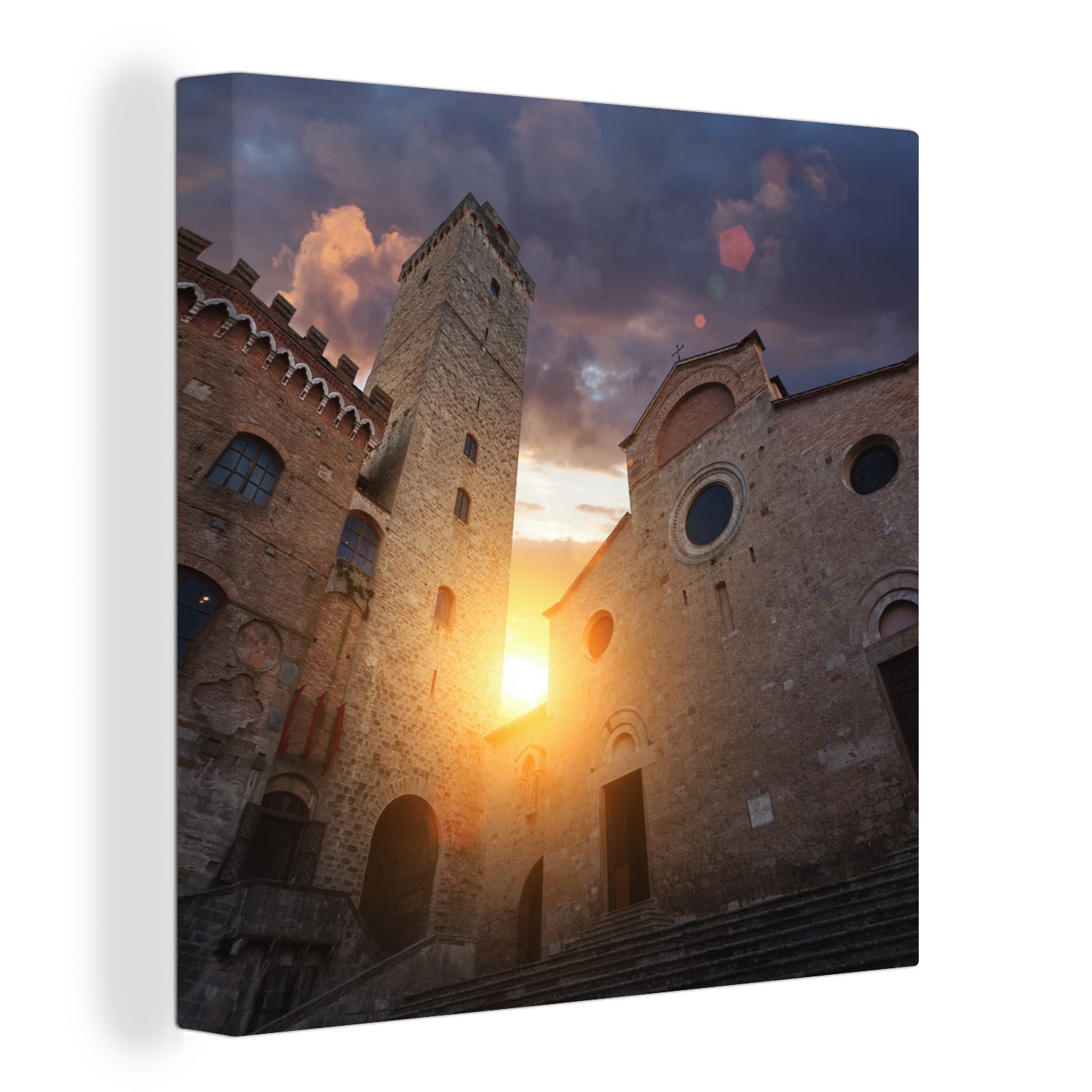 OneMillionCanvasses® Leinwandbild Der Große Turm der Stadt San Gimignano in Italien, (1 St), Leinwand Bilder für Wohnzimmer Schlafzimmer