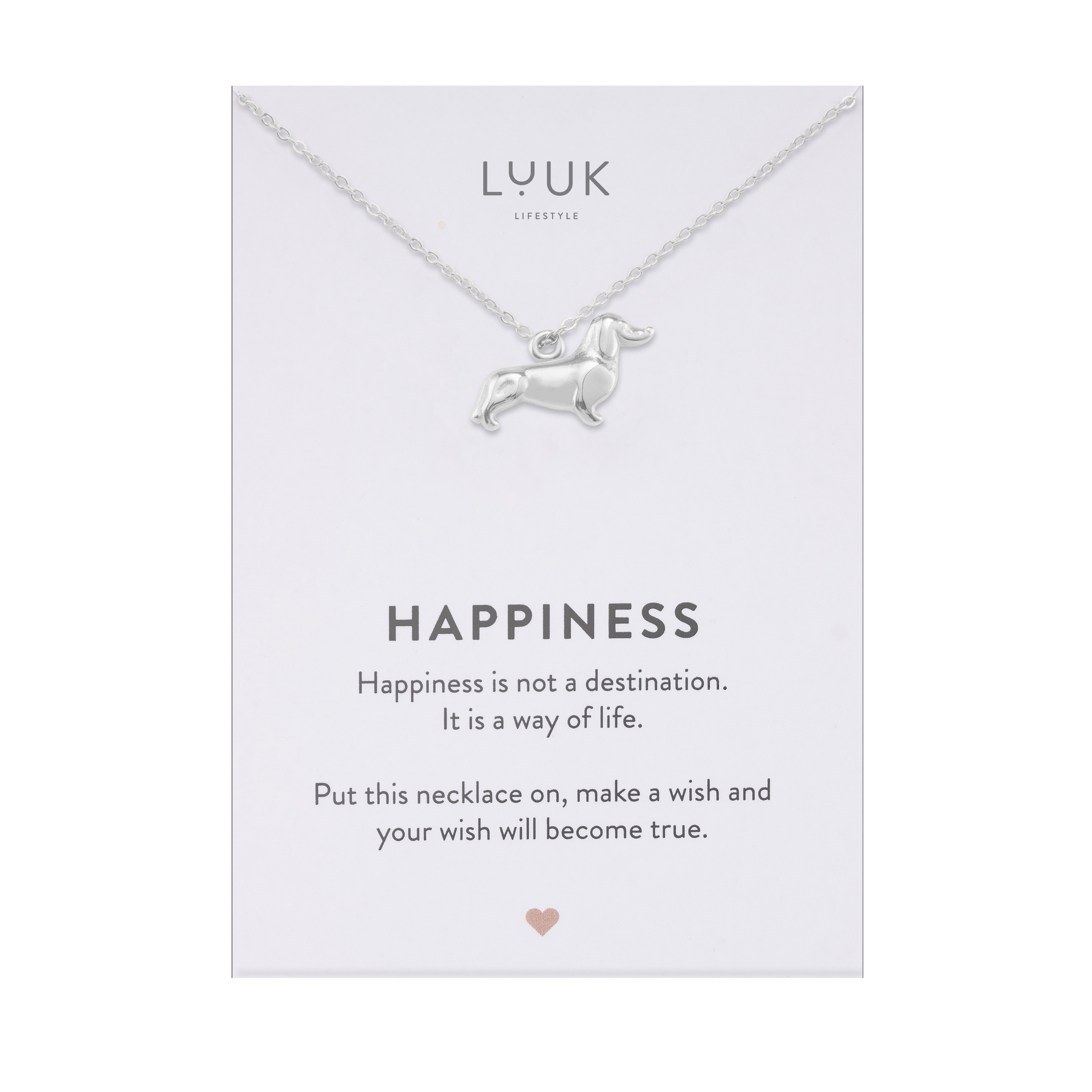 LUUK LIFESTYLE Kette mit Anhänger Dackel, mit HAPPINESS Spruchkarte