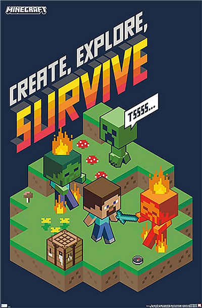 Trends International Poster Minecraft Poster Create, Explore, Survive 55,9 x 86,4 cm