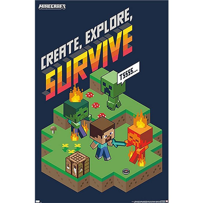 Trends International Poster Minecraft Poster Create Explore Survive 55 9 x 86 4 cm