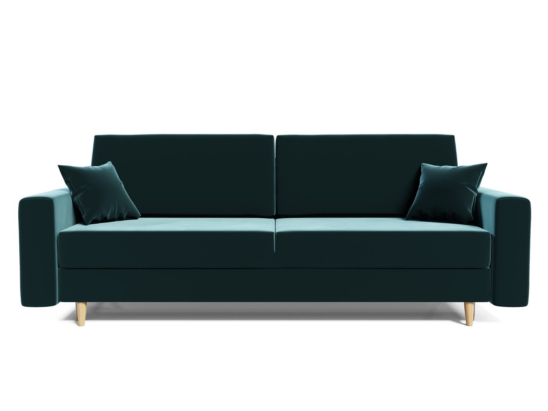 Fun Möbel Schlafsofa 3-Sitzer mit Flaschengrün Schlaffunktion, Style Designersofa Rundumbezug, 60er Sofa BELLA