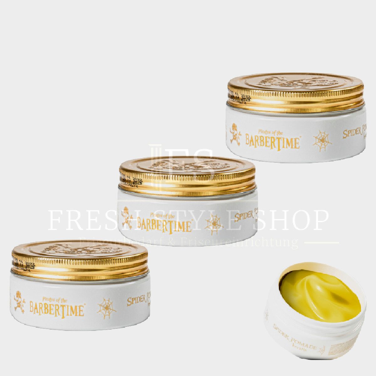 BARBERTIME Haarwachs 3x Haarpomade Hair Pomade Styling Pomade 150ml Fiber Keratin Pomade, 3-tlg.