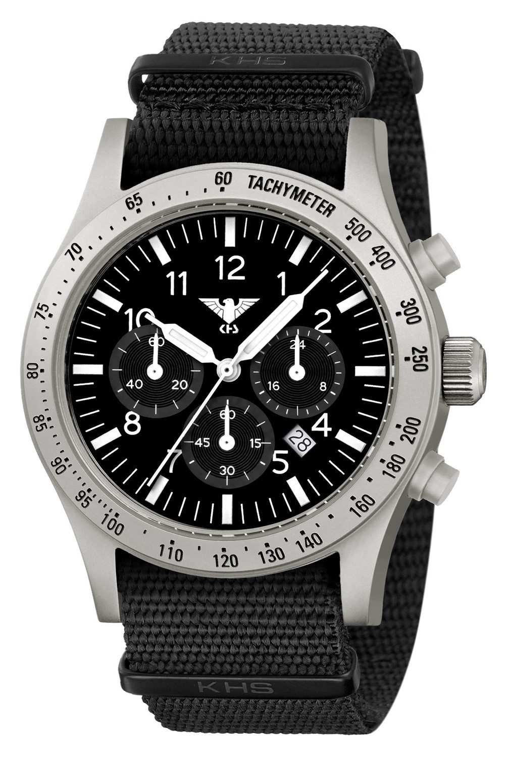 KHS Quarzuhr Platoon Solar Chronograph Stahl Natoband
