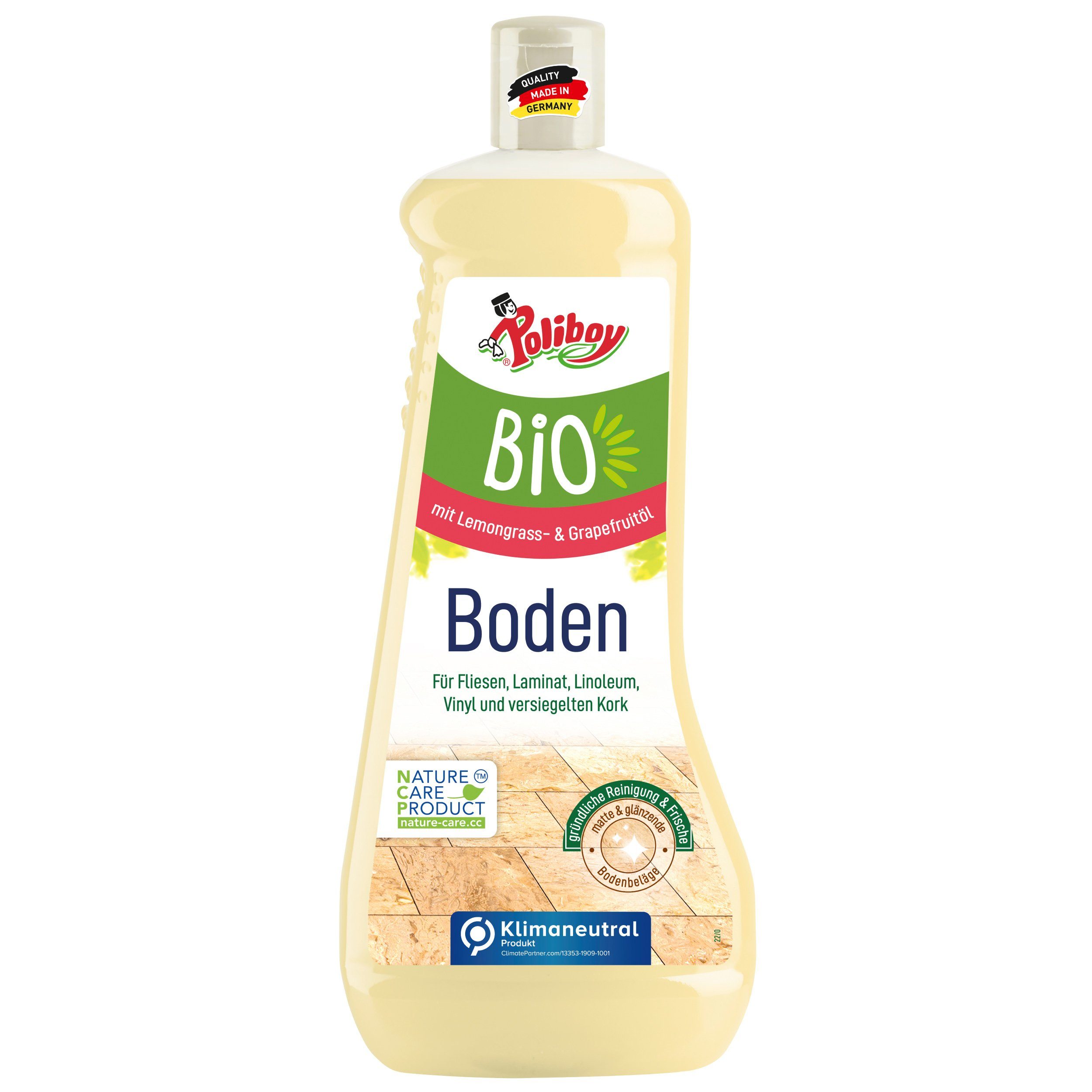 poliboy Bio Reiniger - 1 Liter - Fussbodenreiniger (zur Reinigung aller Fliesen- und Laminatböden - Made in Germany)