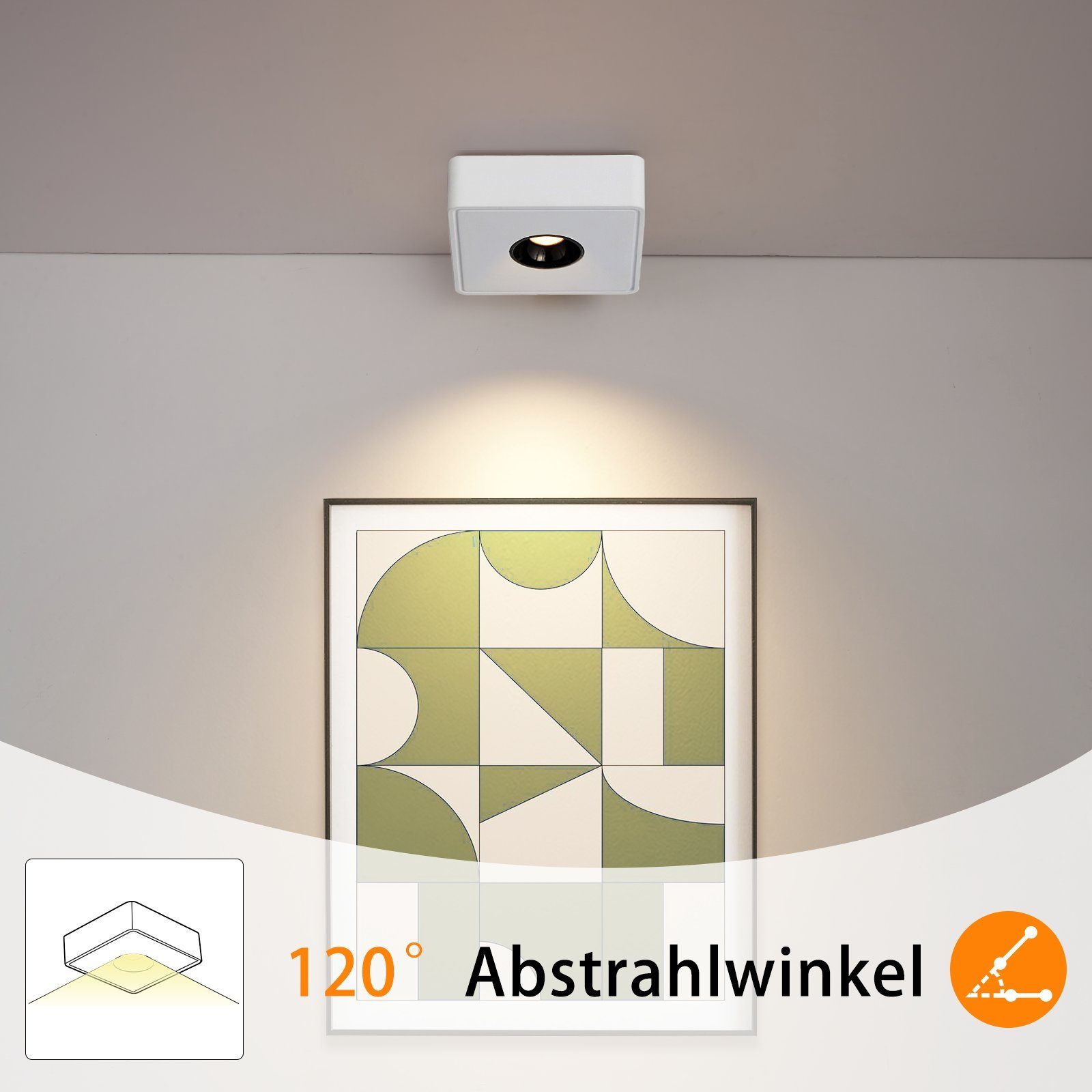 Deckenspots Esszimmer LED Deckenleuchte, Aufputz Aufbau Flammig LED fest Büro Nettlife Flur für Wohnzimmer Abstrahlwinkel, 120° Deckenstrahler integriert, 1/2 Warmweiß, Küche mit
