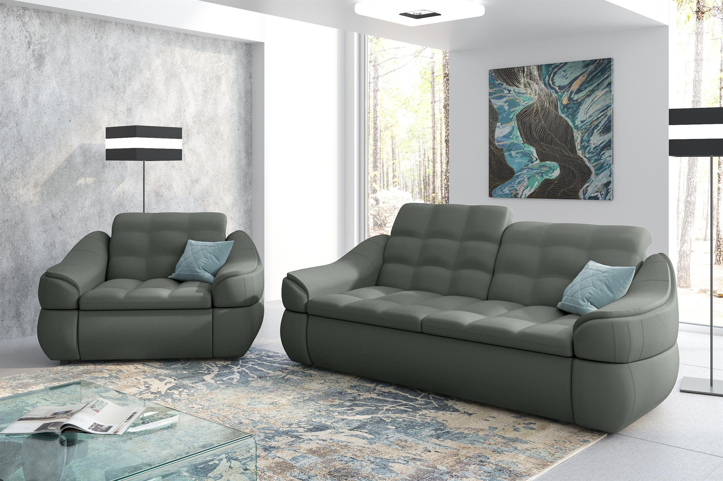 Stylefy Polstergarnitur Alisa, (Set Sofa in Sessel, Europa aus made Design, und (2-tlg), bestehend Modern 2-Sitzer