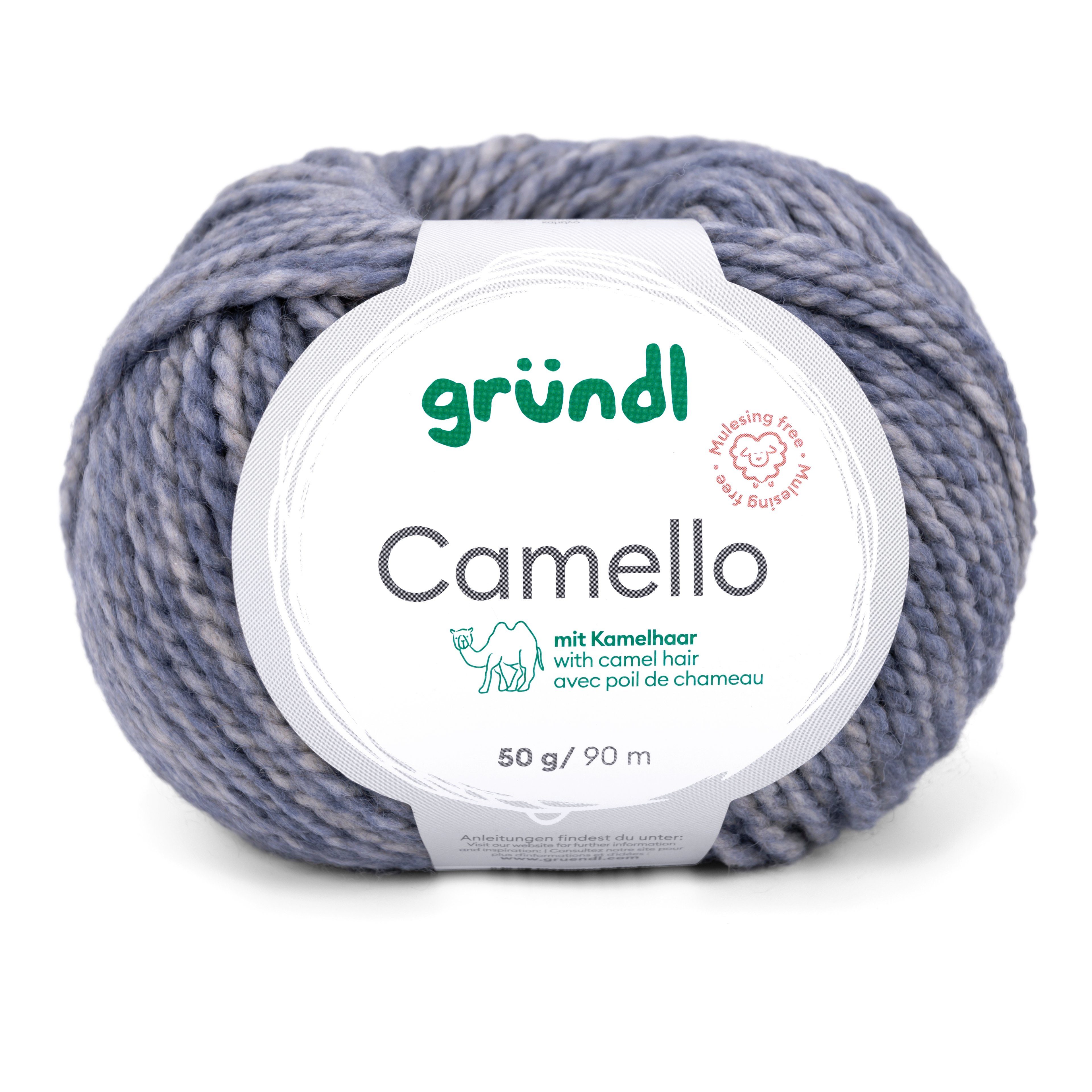 Gründl Camello edle Wolle zum Stricken und Häkeln Häkelwolle, 90,00 m (Naturwolle aus Merino Schurwolle und Kamelhaar, Strickgarn, Strickwolle, Handstrickgarn), Merinowolle mulesingfrei