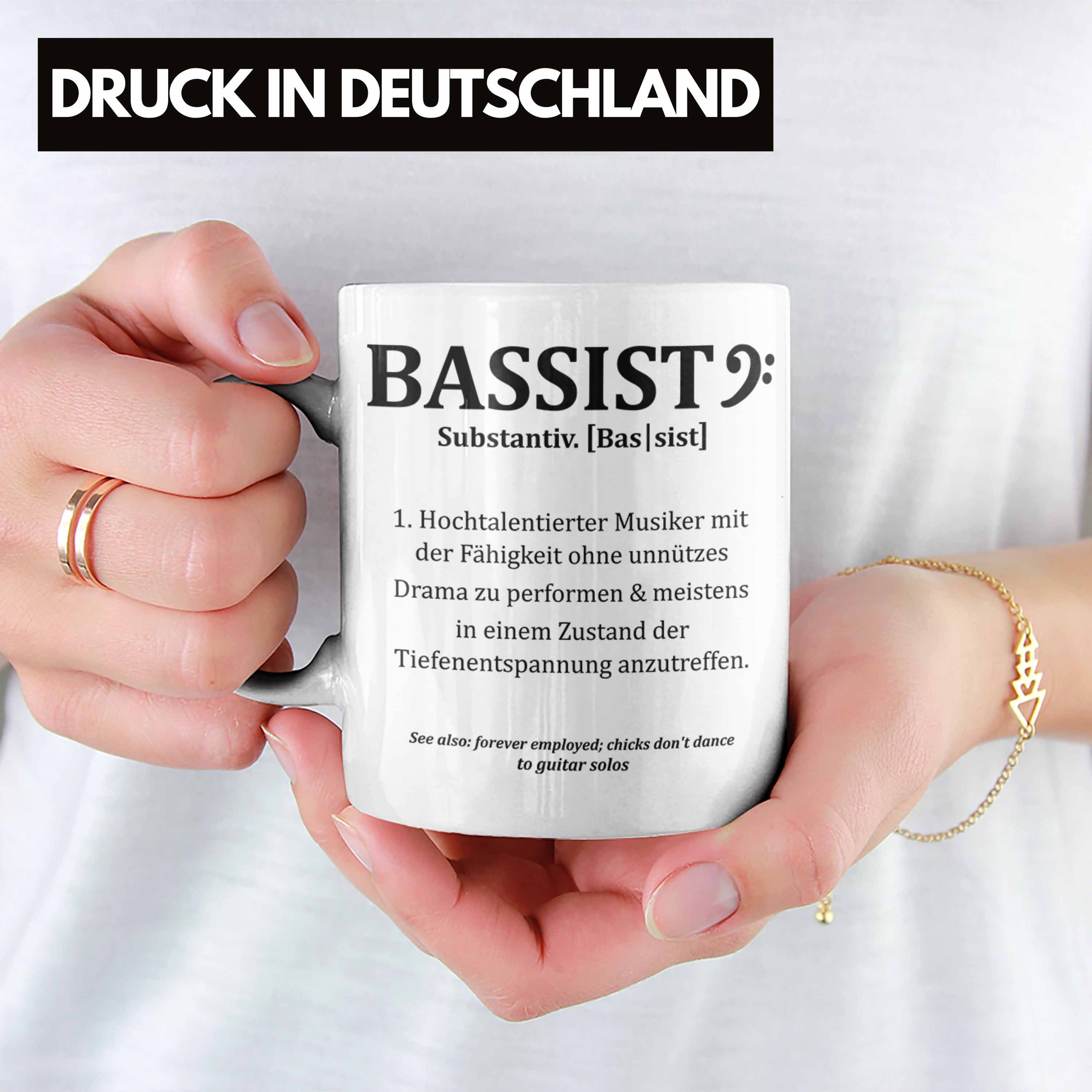 Weiss Geschenkidee Bassist Kaffee-Becher Geschenk Tasse Bass-Spieler Bassist Trendation Tasse