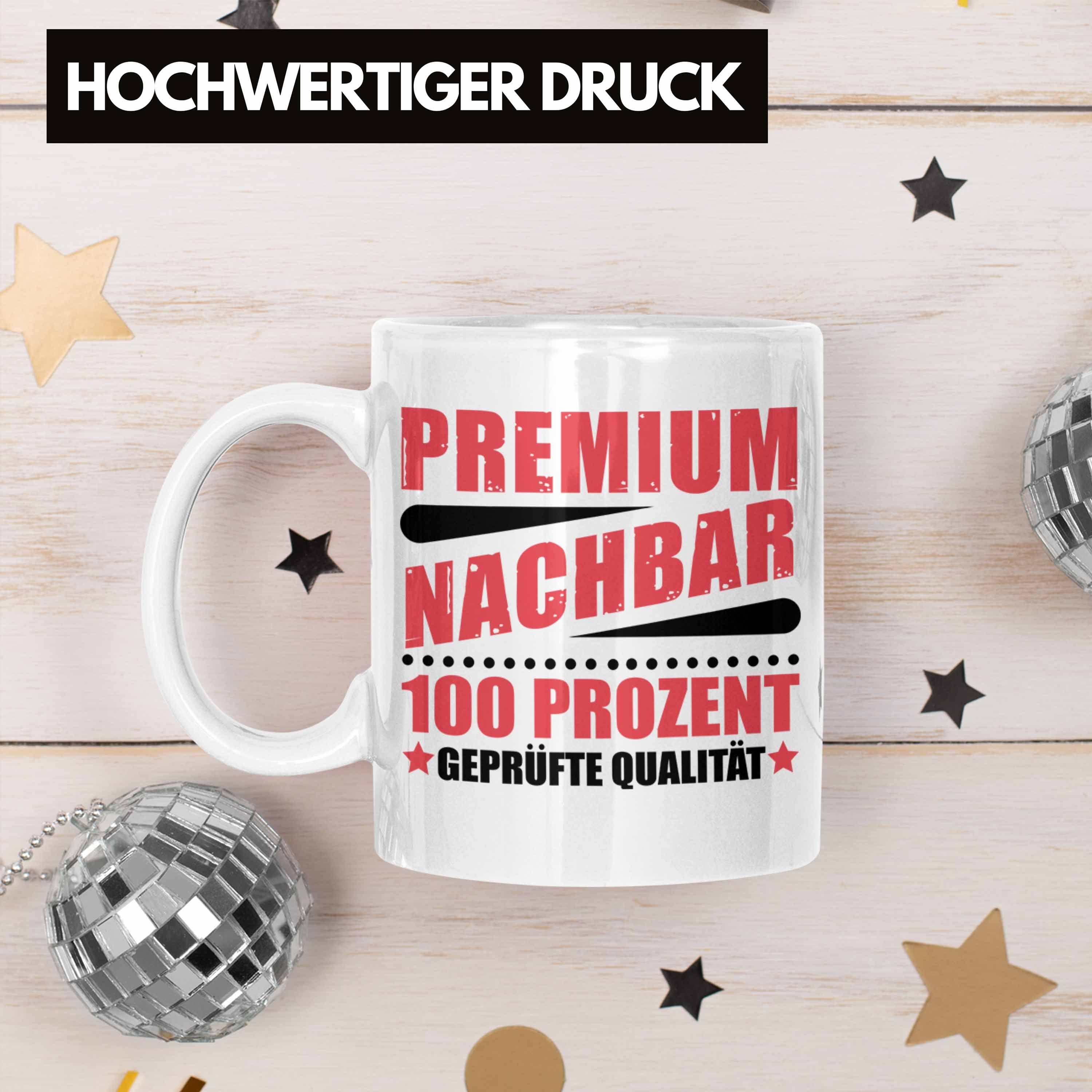 Trendation 'So Sieht Ein Richtig Cooler Nachbar Aus' Tasse | Schwarz | Spülmaschinenfest | Beidseitig Bedruckt