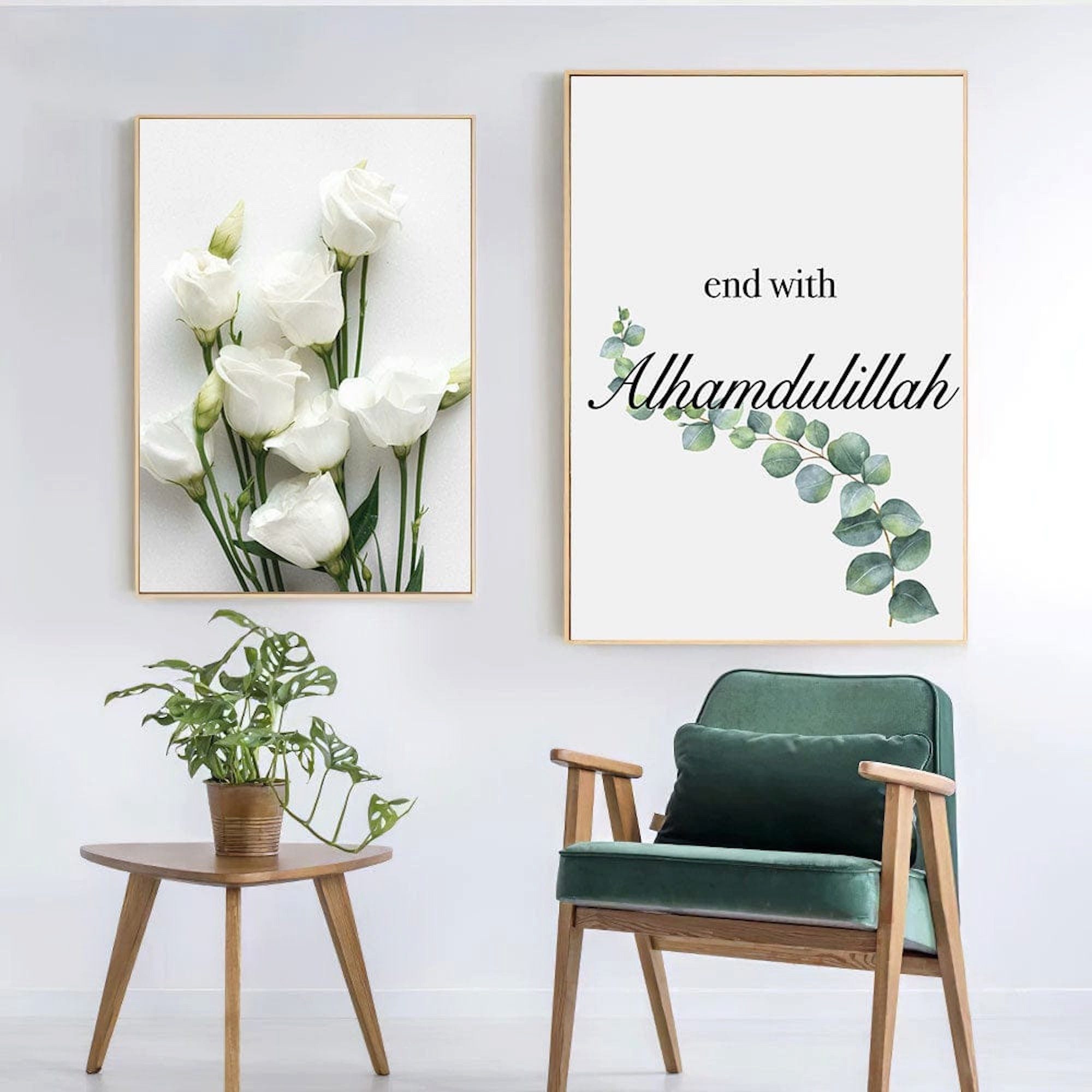 JUSTGOODMOOD Poster Bismillah Alhamdulillah Wandbilder Wohnzimmer Schlafzimmer Wand Deko K, C (1 St)