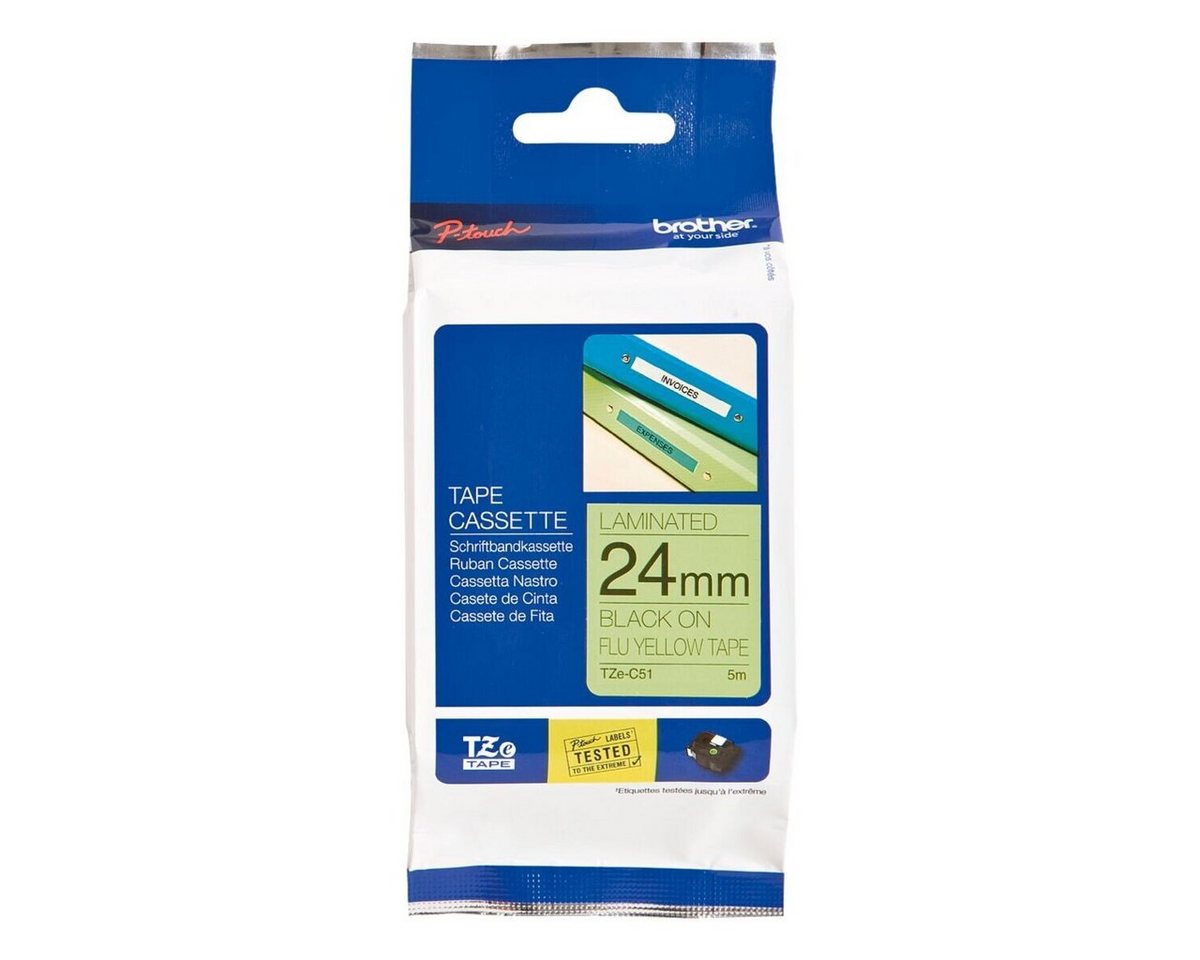 Thumbnail - Brother Beschriftungsband TZe-C51, TZe-B51, 24,00 mm x 5,00 m, Signalfarbe, laminiert