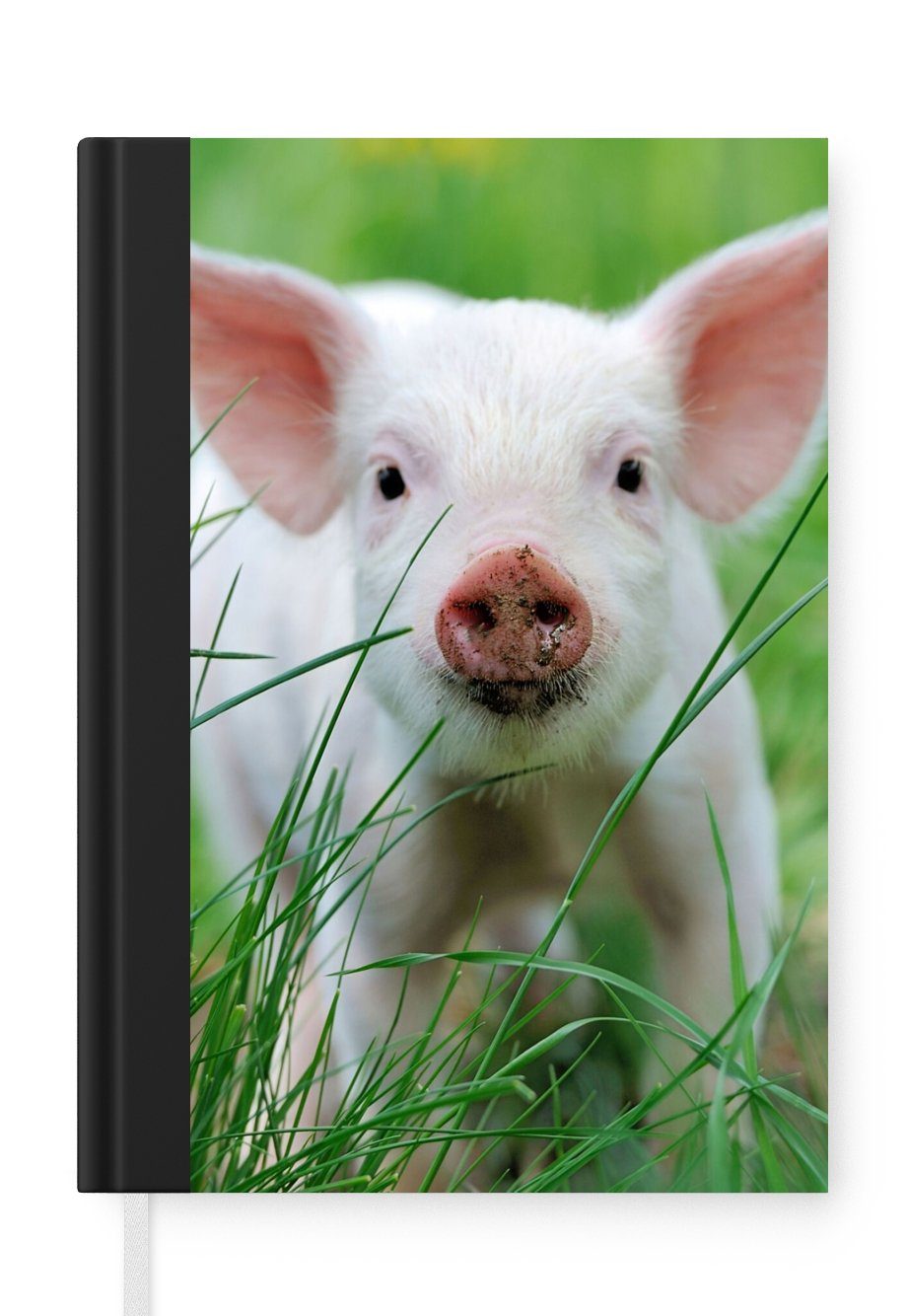 MuchoWow Notizbuch Schwein - Tiere - Groß, Journal, Merkzettel, Tagebuch, Notizheft, A5, 98 Seiten, Haushaltsbuch