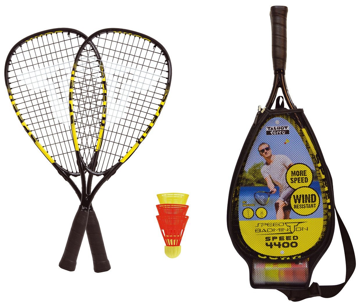Talbot-Torro Speed-Badmintonschläger Set Speed 4400 (2xSchläger 165g,3xBälle,1xTasche)