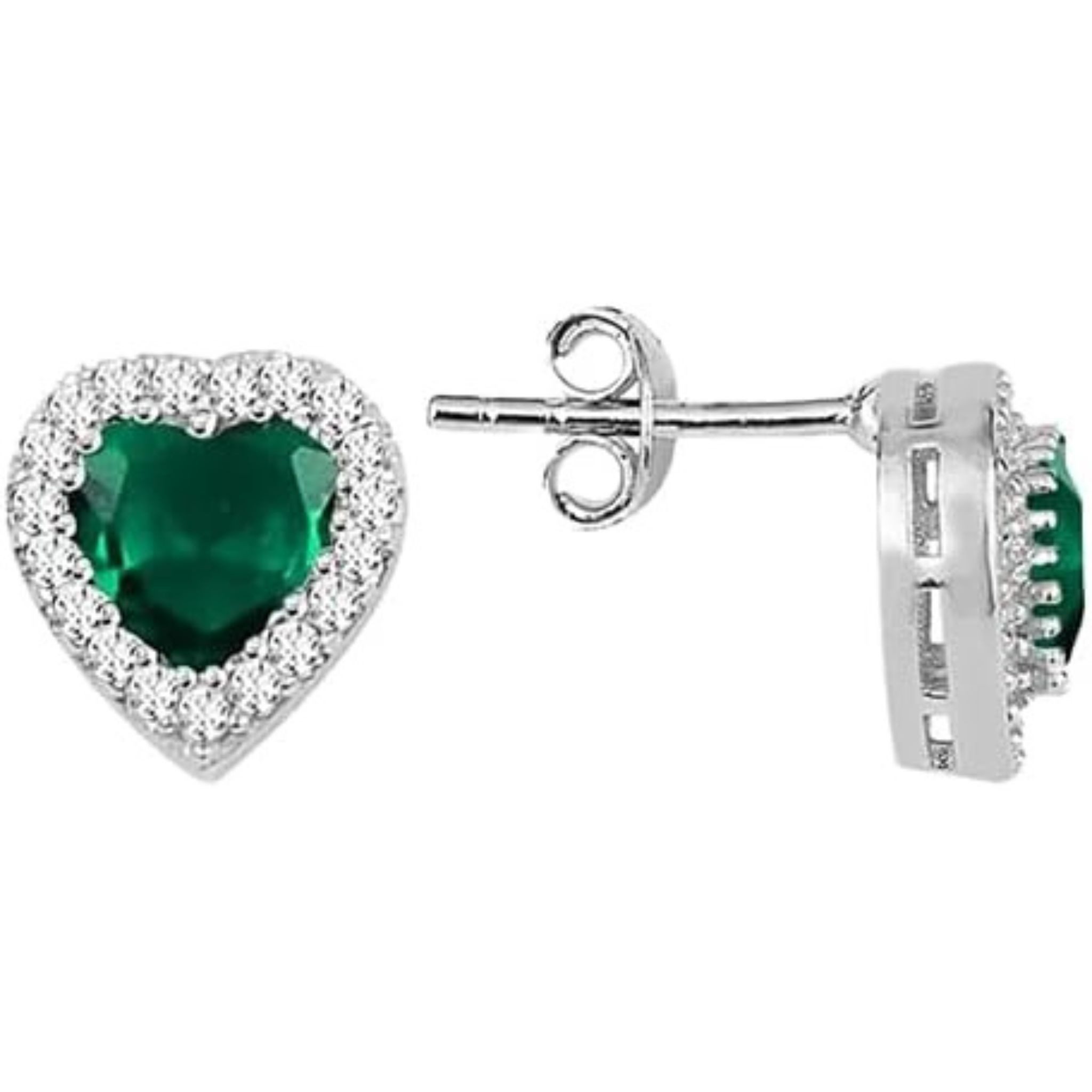 Einzelstück Ohrstecker-Set Ohrstecker mit funkelndem Herz 925 Sterling Silber