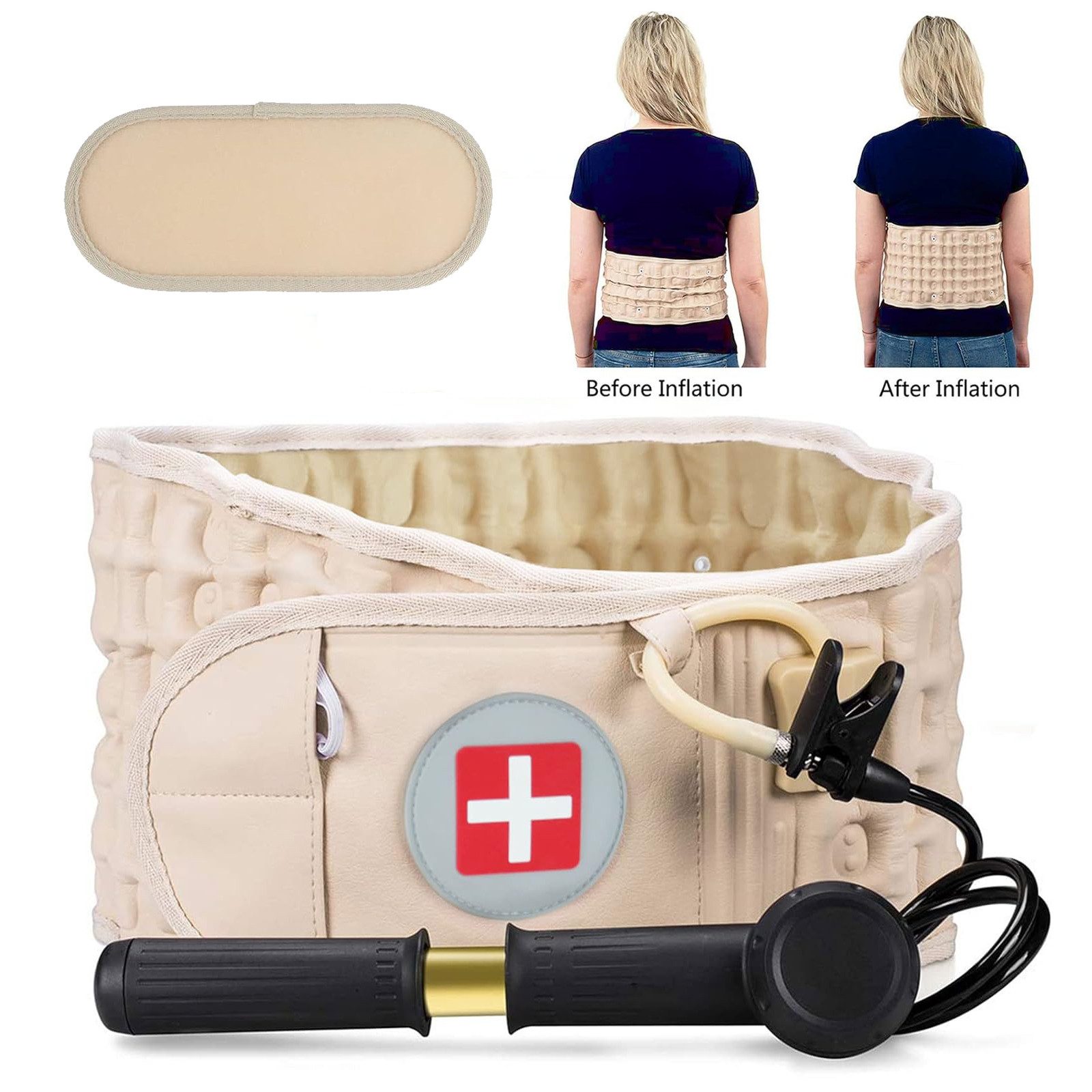 AKKEE Rücken Stützgürtel Aufblasbarer Lendenstützgürtel, Rückenstützgürtel & Bauchbandage, passend für Taille 29-49