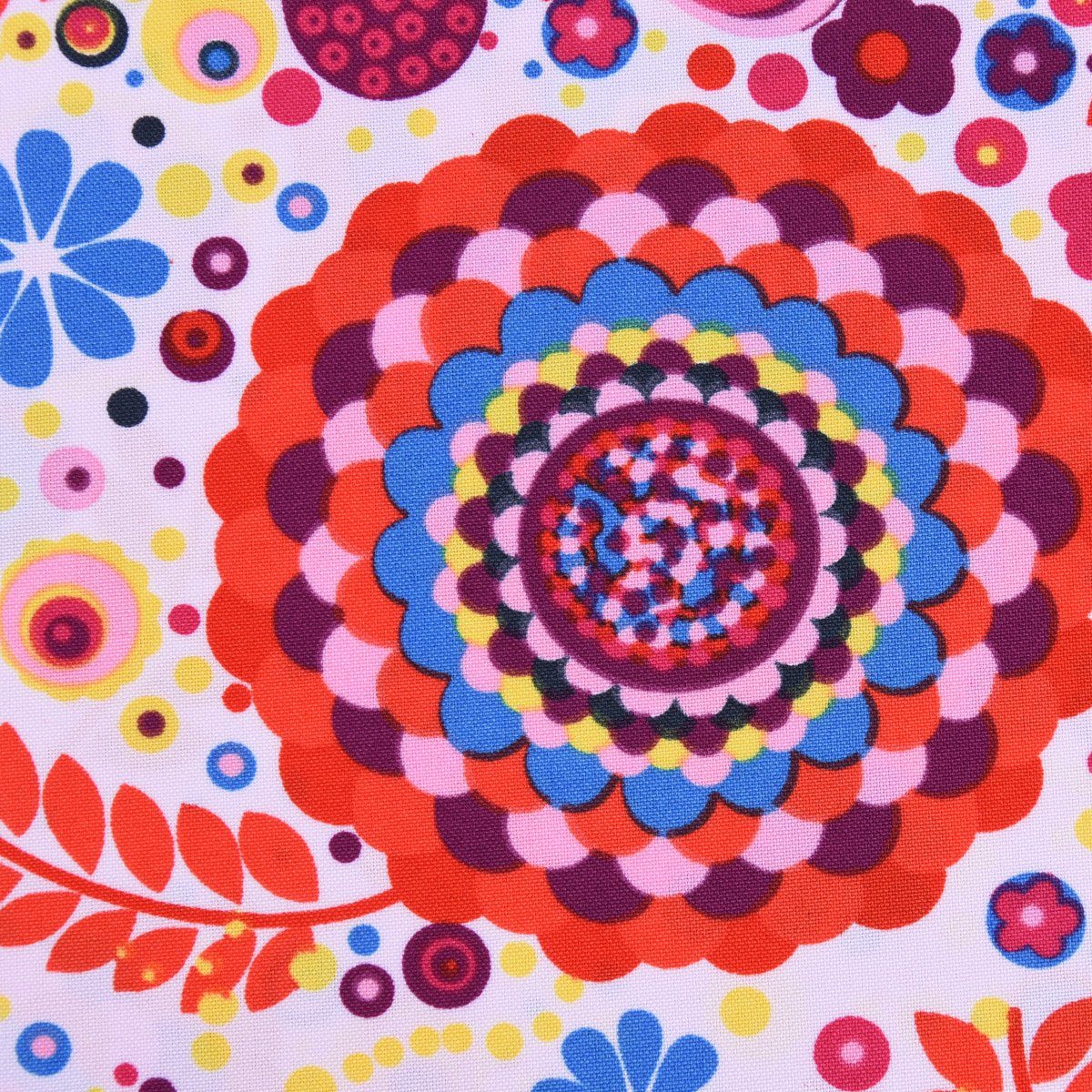 Thumbnail - SCHÖNER LEBEN. Stoff Faschingsstoff Polyester Blumen Herz Punkte rosa bunt 1,5m Breite