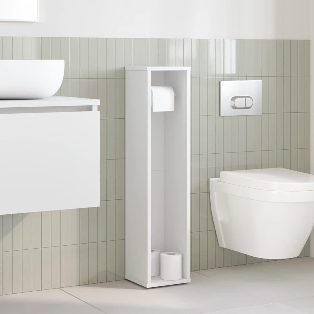 vidaXL Badezimmer-Set Badezimmerschrank mit Rollenhalter Weiß günstig online kaufen